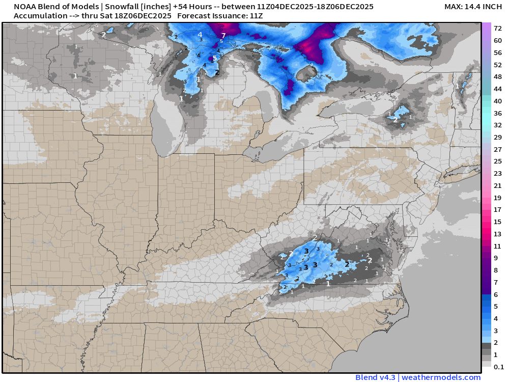 Here's the Model Blend snow map... - My Personal Weatherman | Facebook