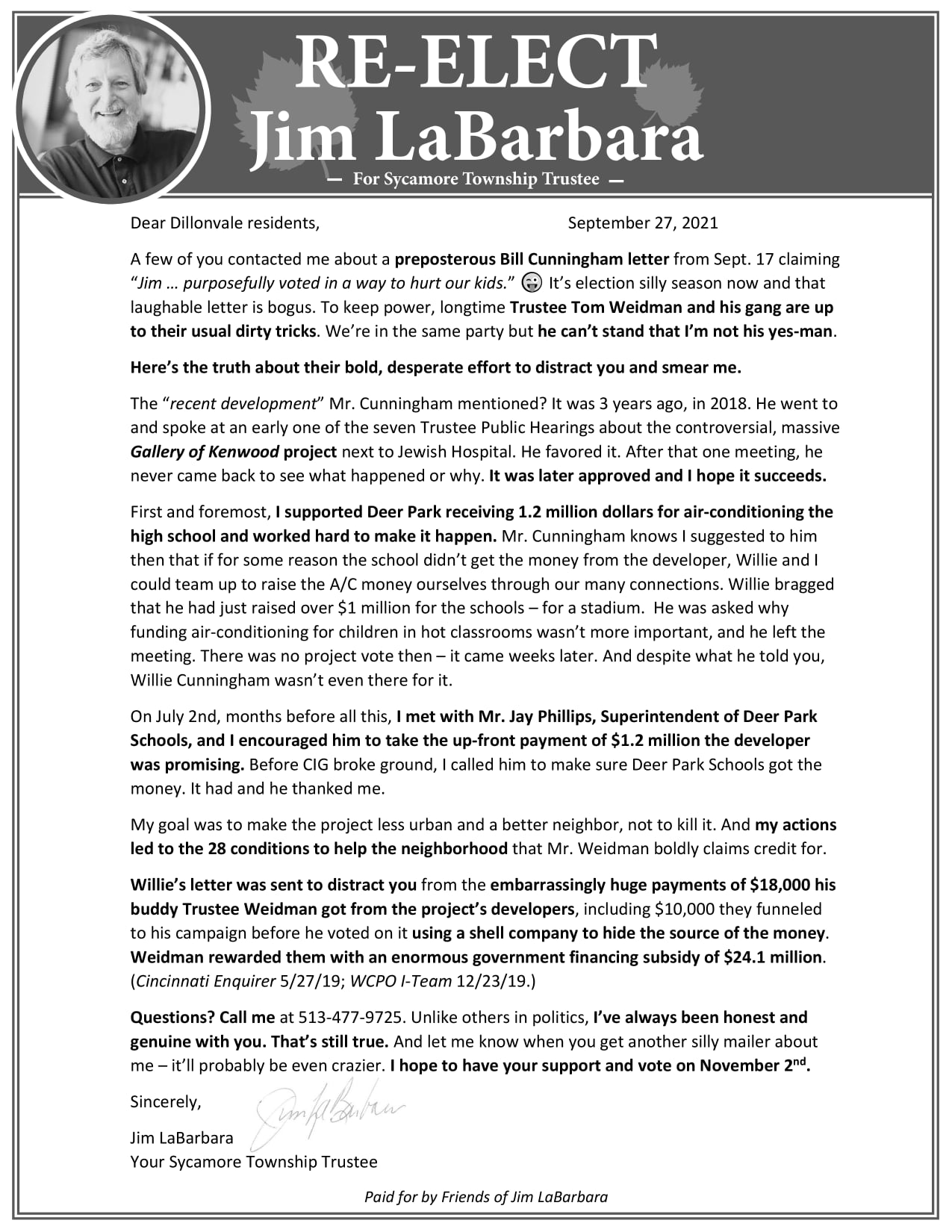 Jim LaBarbara for Sycamore Township Trustee
