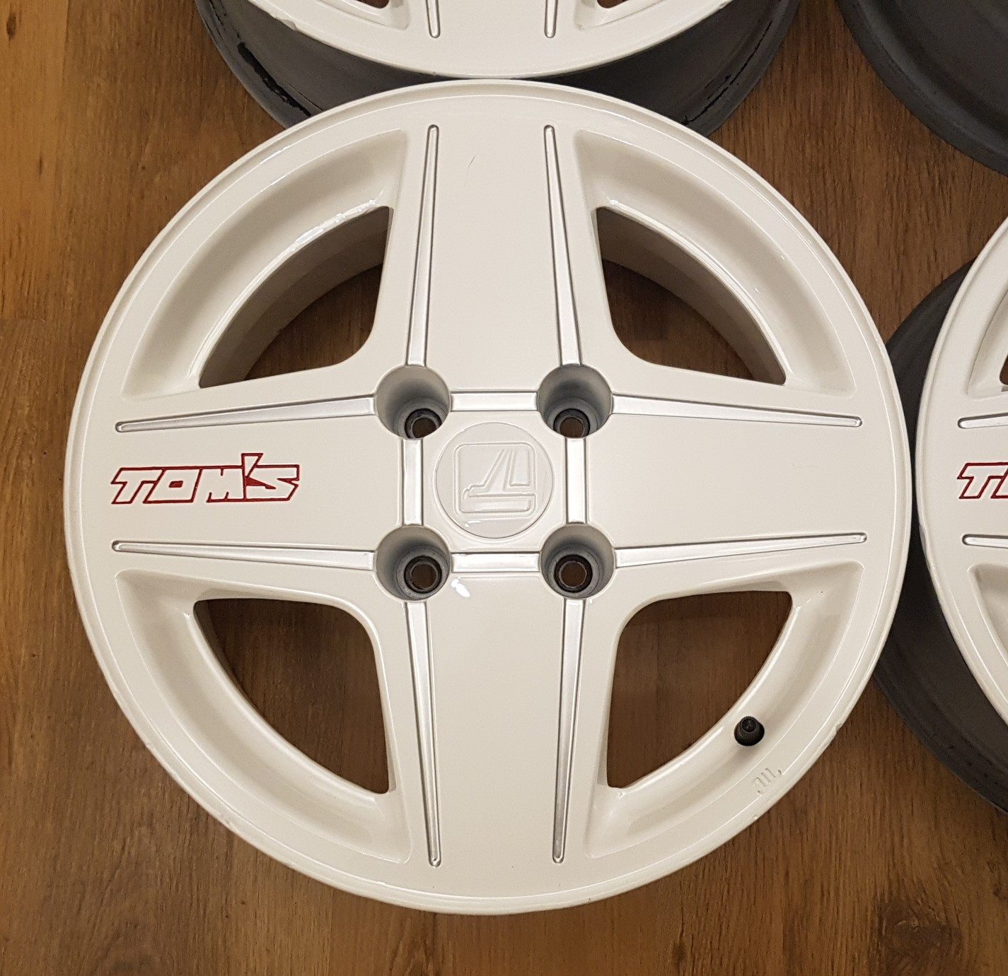 Very rare set of Tom's Racing wheels, in the ultra rare red/white