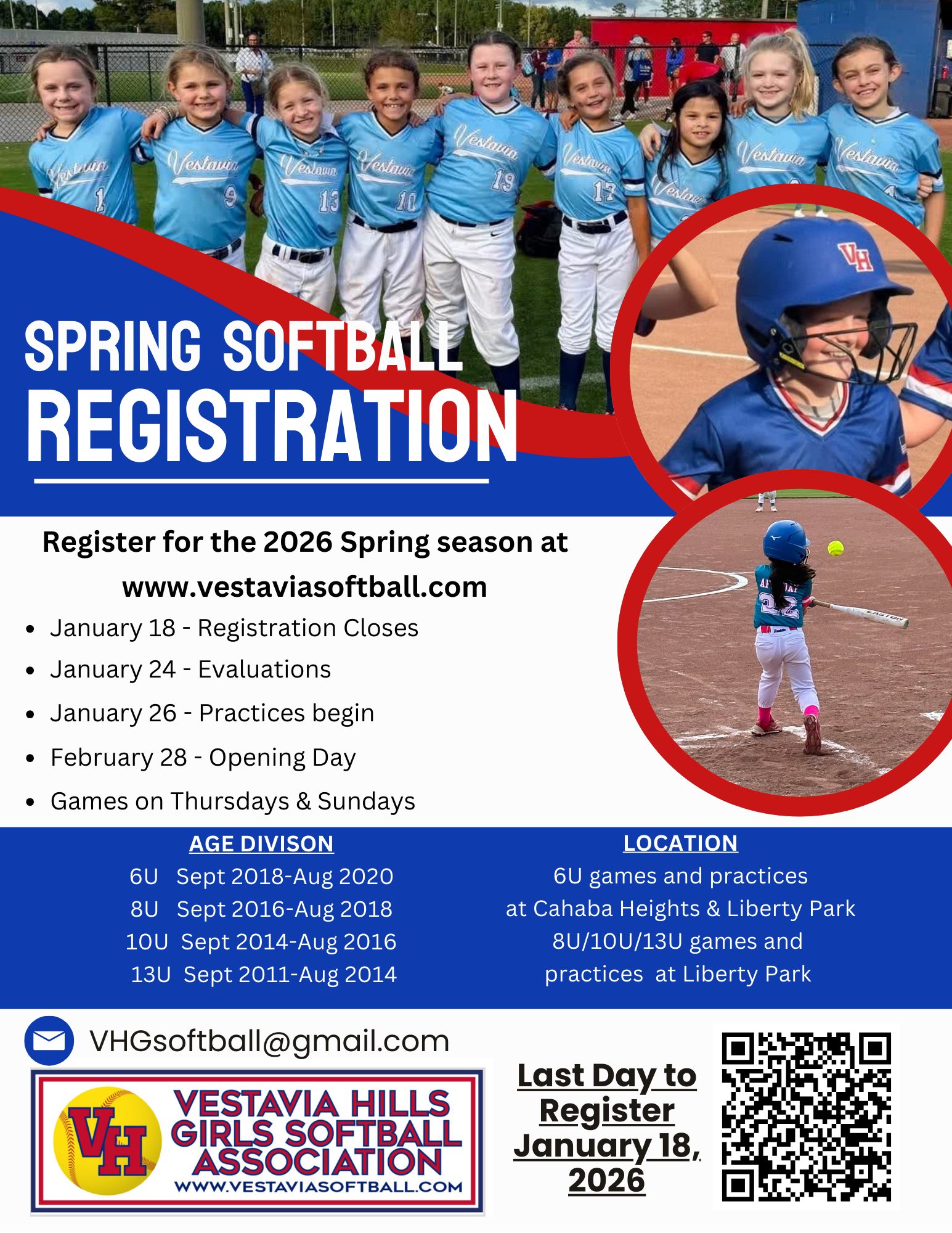 Vestavia - 🥎🎉 Registration for the Spring 2026 Softball Season is ...