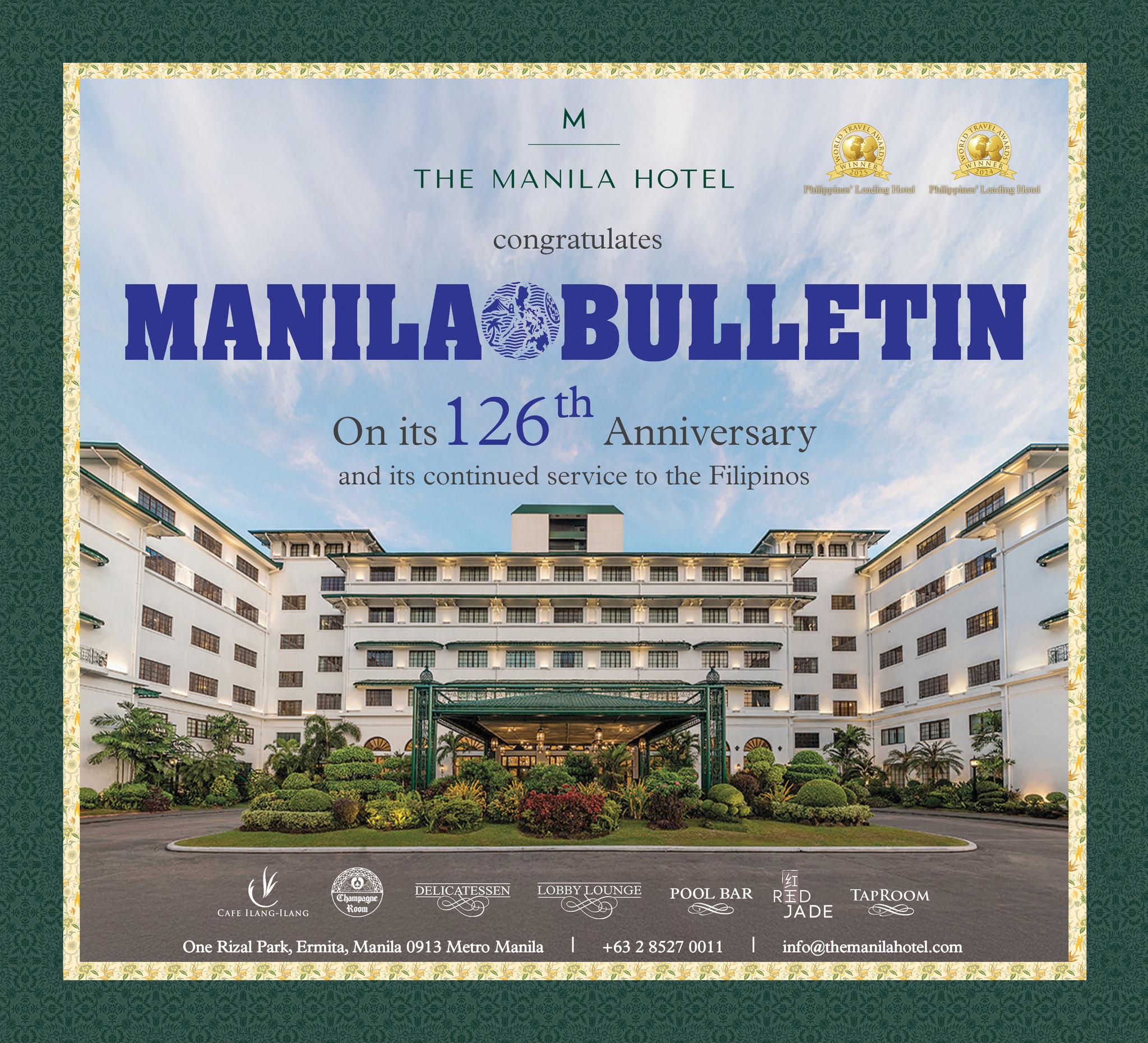 Congratulations to MANILA BULLETIN on... - The Manila Hotel | Facebook