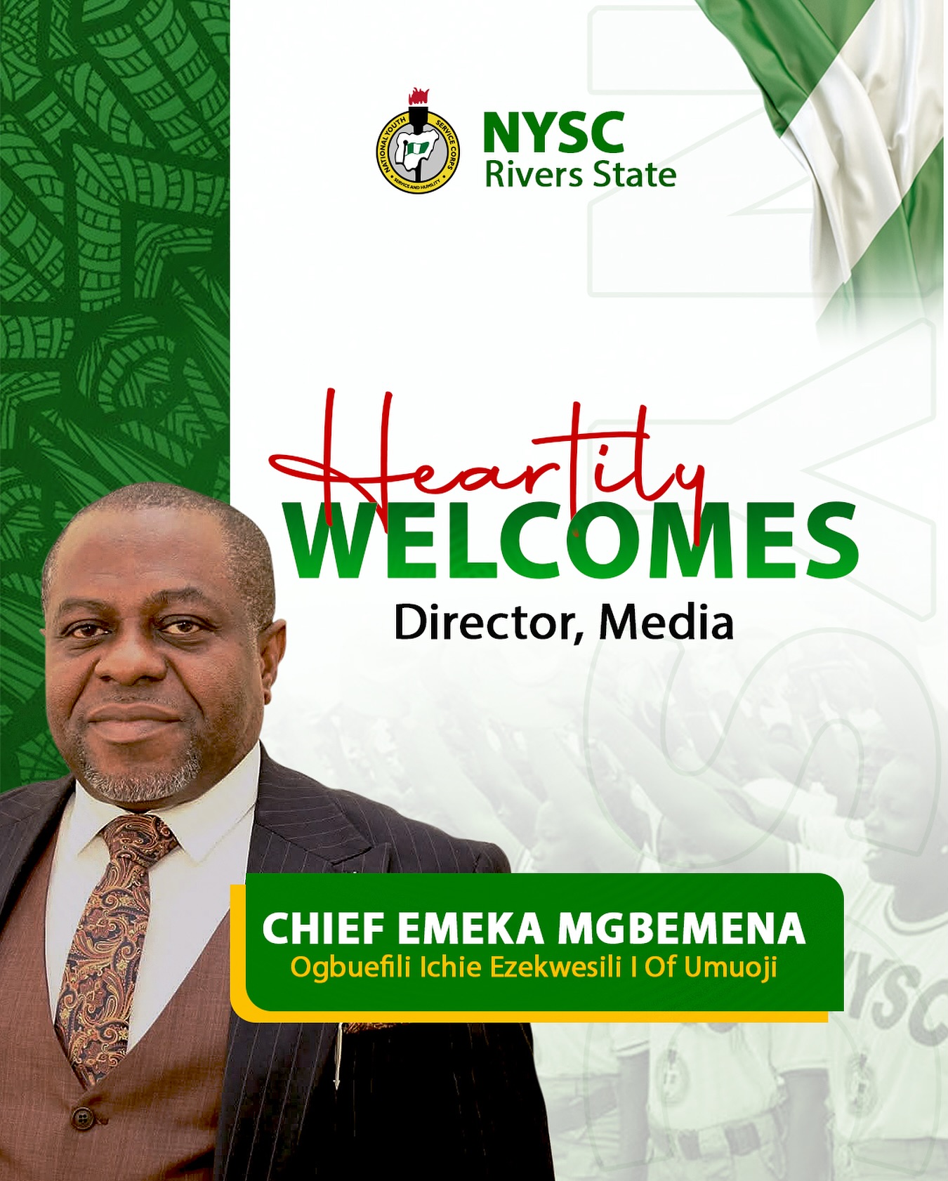 NYSC Rivers warmly welcomes Chief Emeka... - NyscRivers State | Facebook