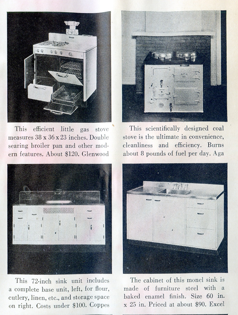 In 1940 these were some of the kitchen appliances you could buy.