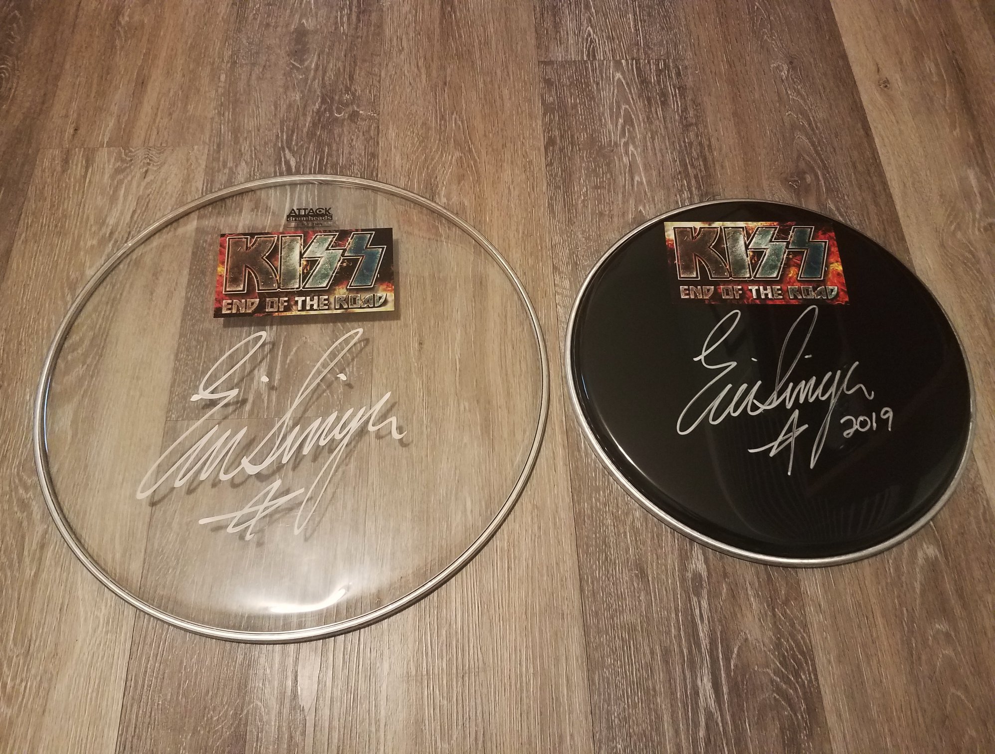 KISS autographed Eric Singer drum heads review