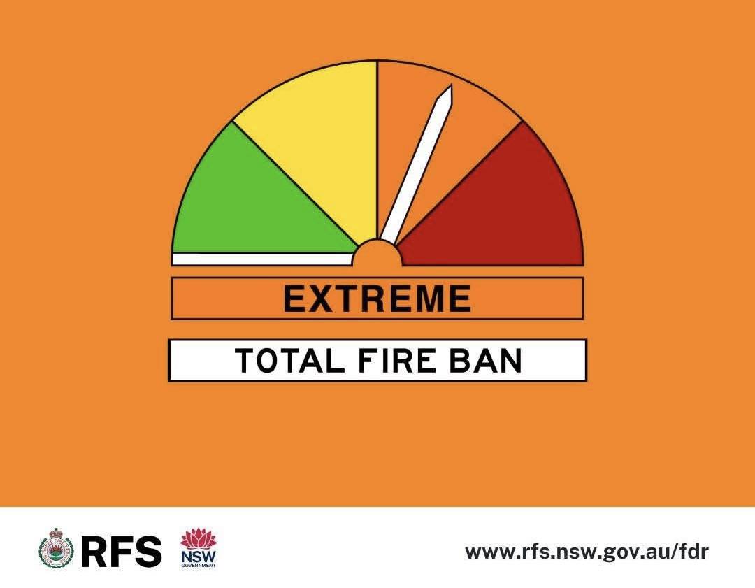 NSW - TOTAL FIRE BAN Hot, dry and gusty conditions all day. Fires will ...