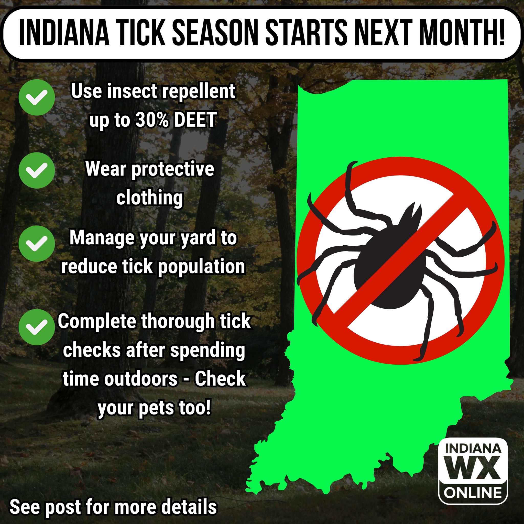 📣Indiana tick season starts next... - Indiana Weather Online | Facebook