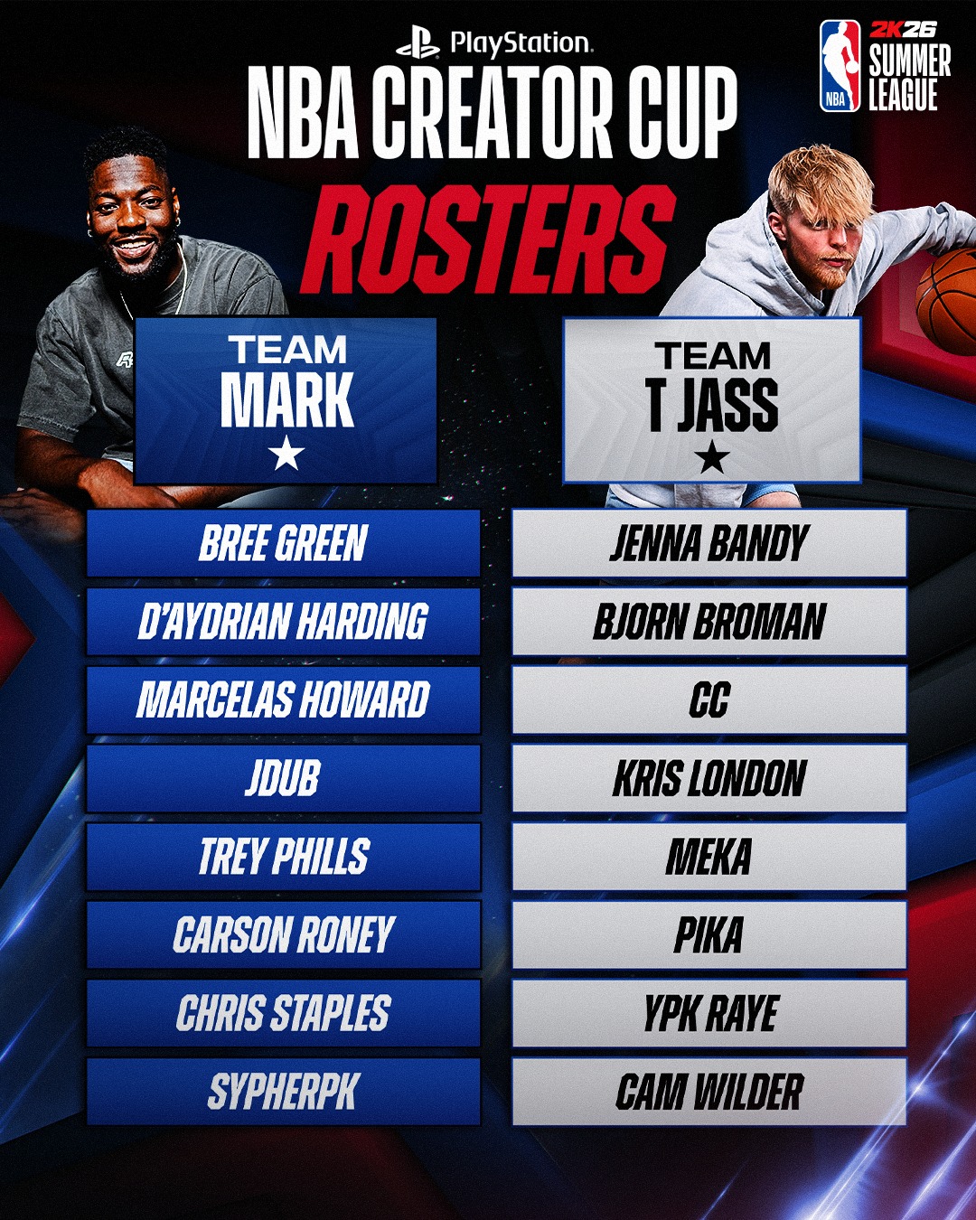 NBA - Presenting the PlayStation NBA Creator Cup rosters! Some of the ...