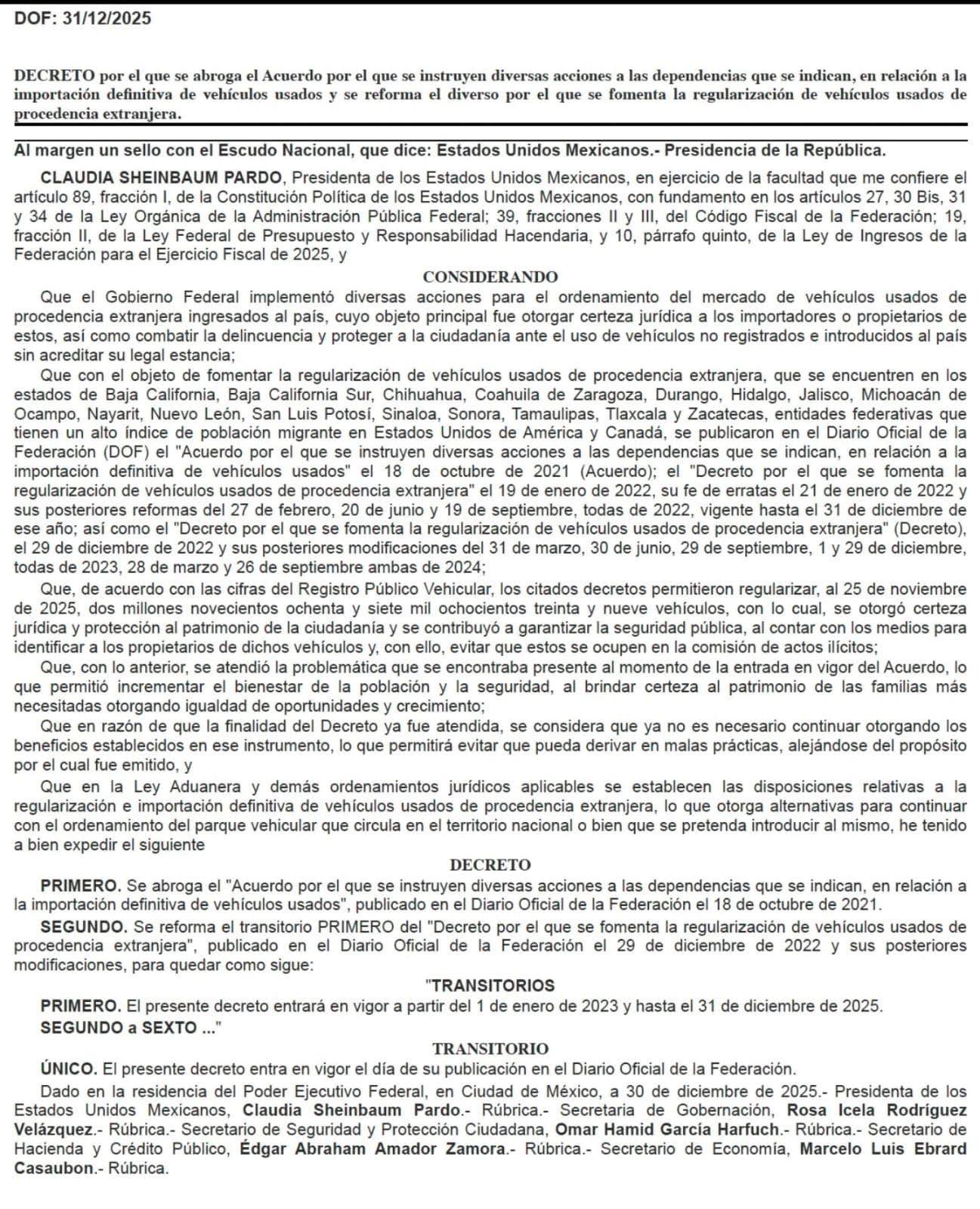 Azafra - 🚨 AZAFRA INFORMA | DOF 31 DE DICIEMBRE DE 2025 🚨 Ayer fue ...