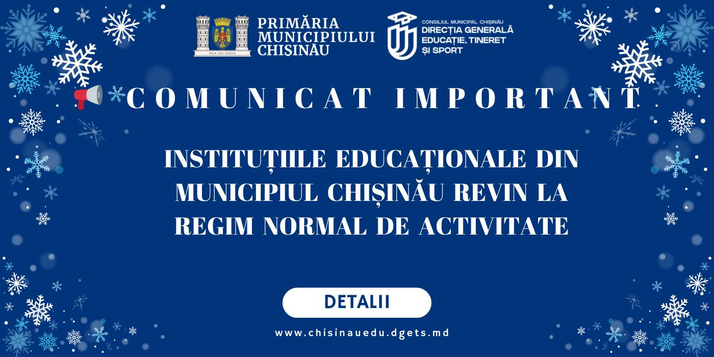 📢 COMUNICAT IMPORTANT Primăria municipiului Chișinău, prin intermediul ...