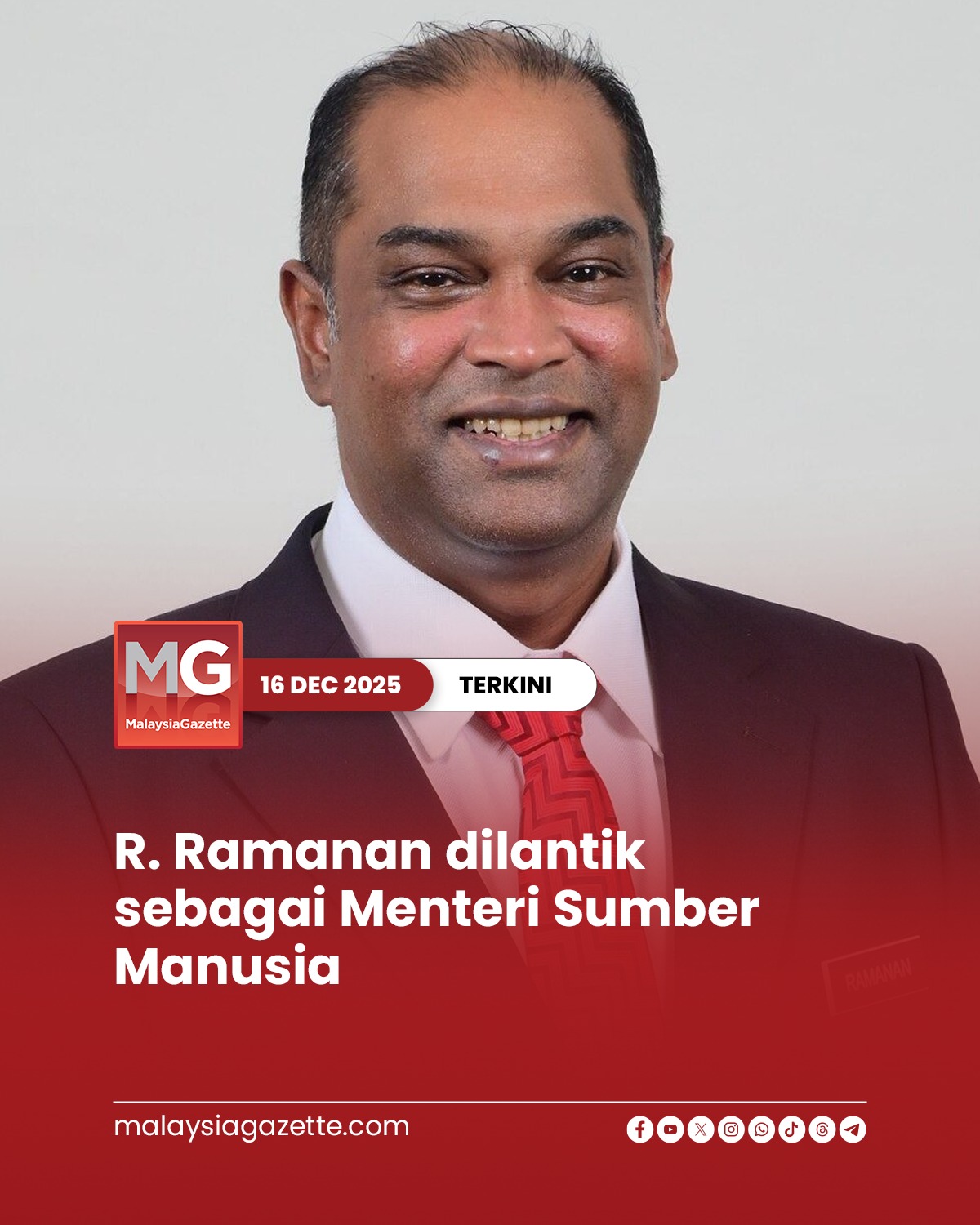 Malaysia - R. Ramanan dilantik sebagai Menteri Sumber Manusia. # ...
