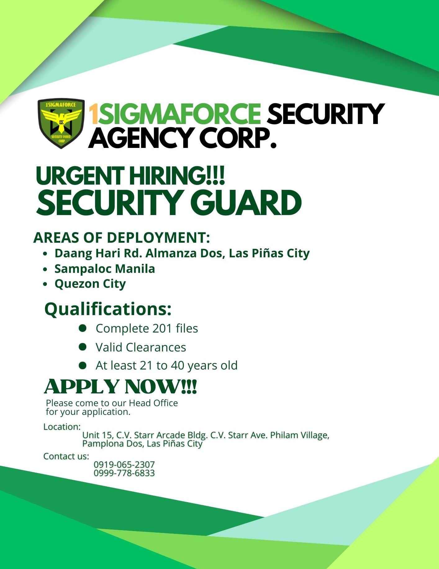 1SigmaForce Security... - 1SigmaForce Security Agency Corp.