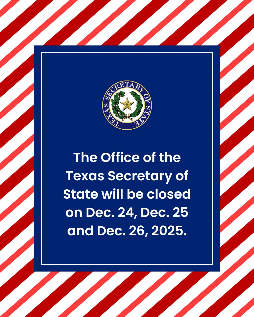 Office - The Office of the Texas Secretary of State will be closed Dec ...