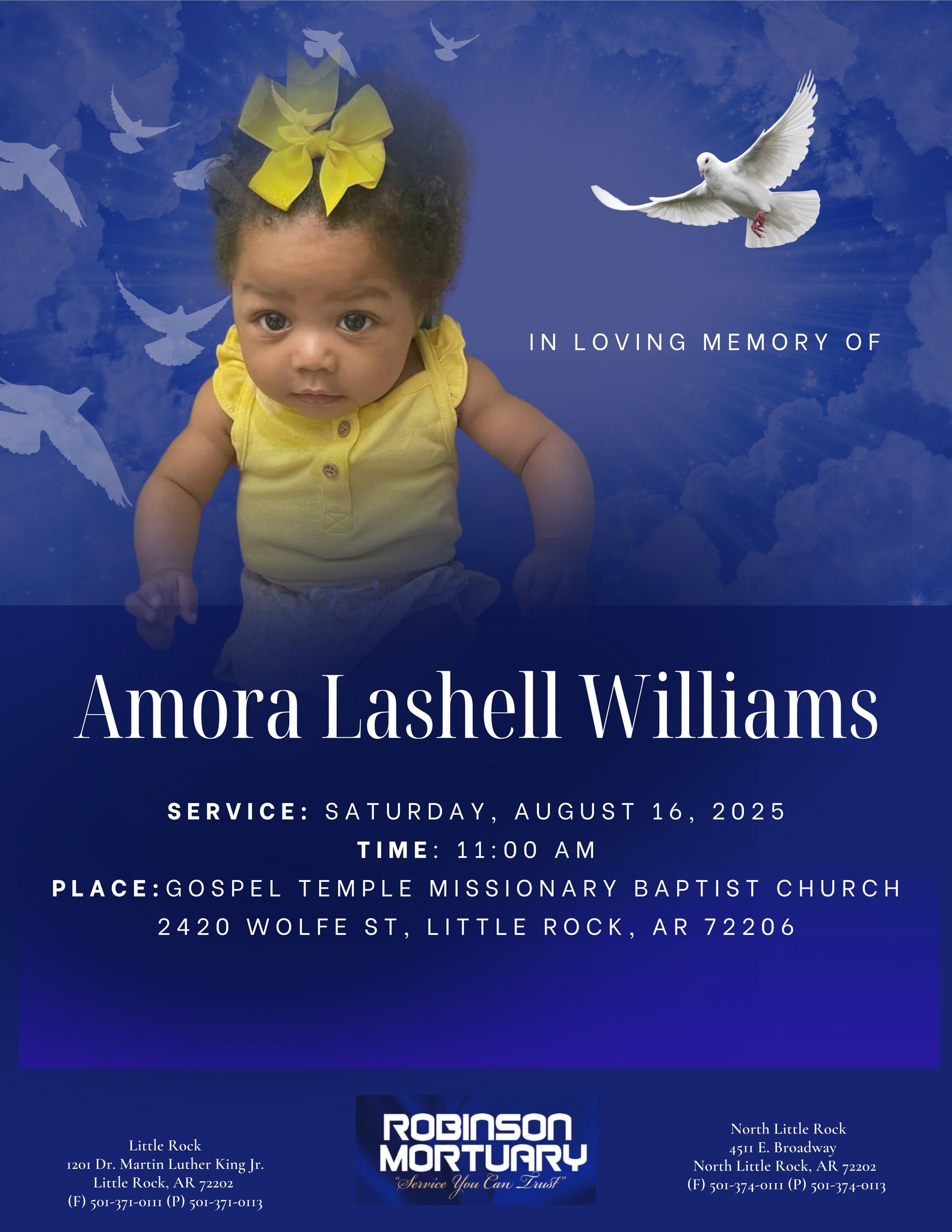 Robinson - It is with profound sadness that we announce Amora Lashell ...
