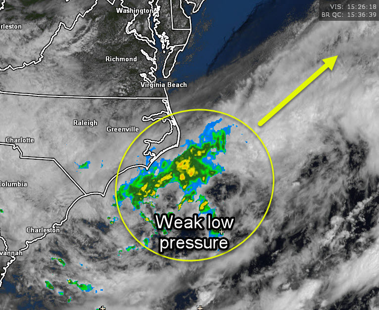 Meteorologist - An area of weak low pressure off the NC coast has a low ...