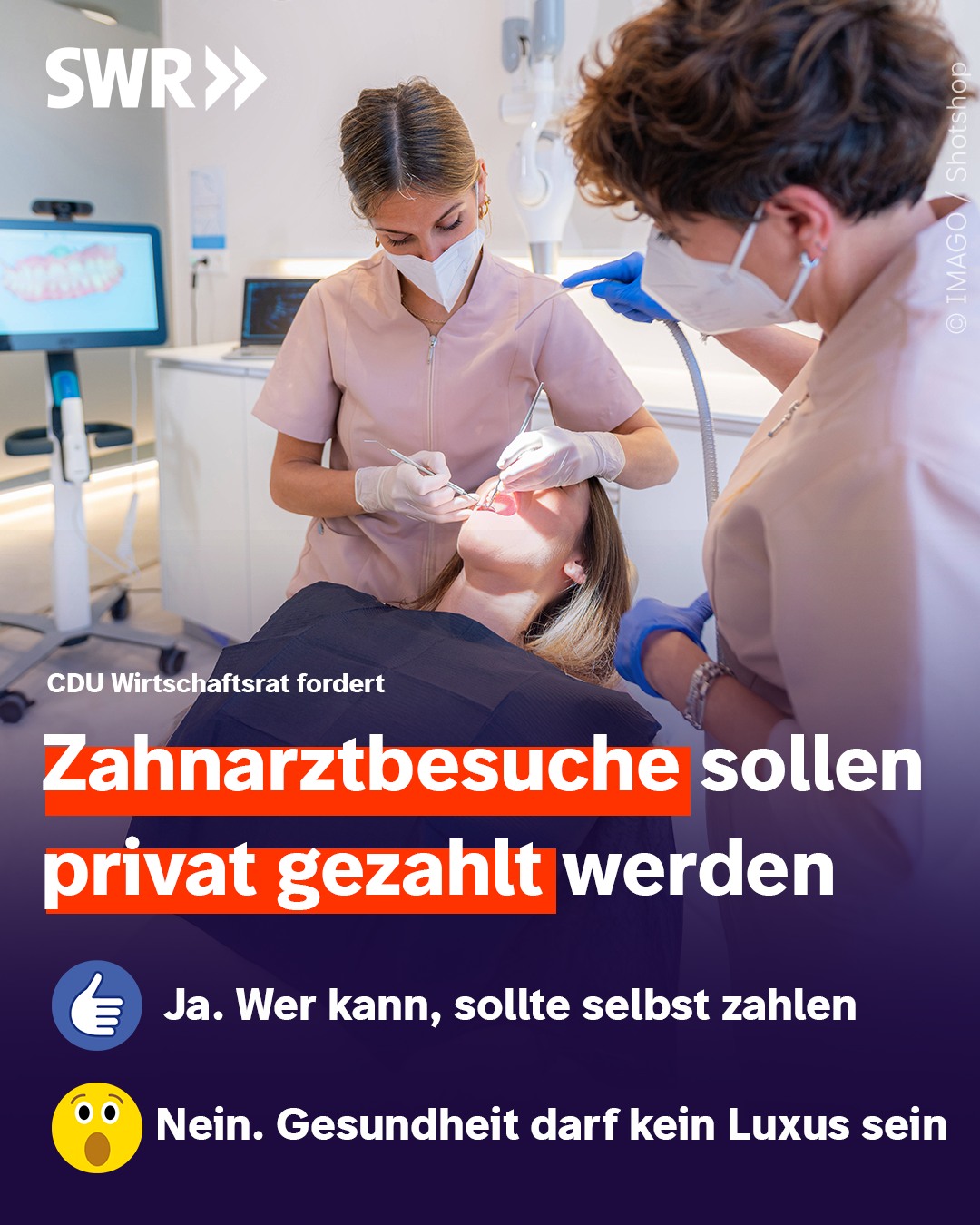 SWR - Der CDU-Wirtschaftsrat fordert, Zahnarztbesuche... | Facebook