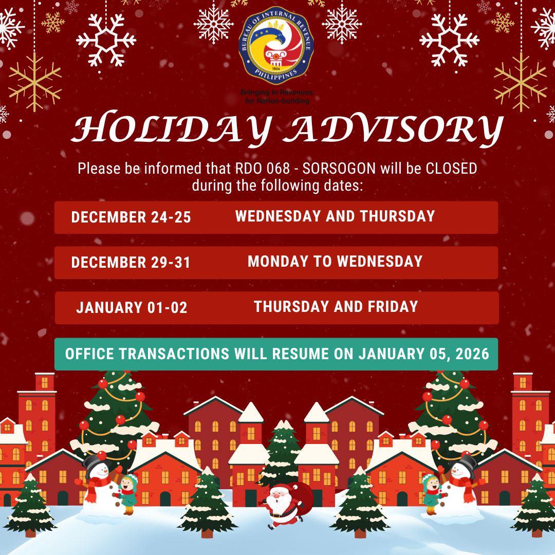 BIR - In observance of the holiday season, please be advised that BIR ...