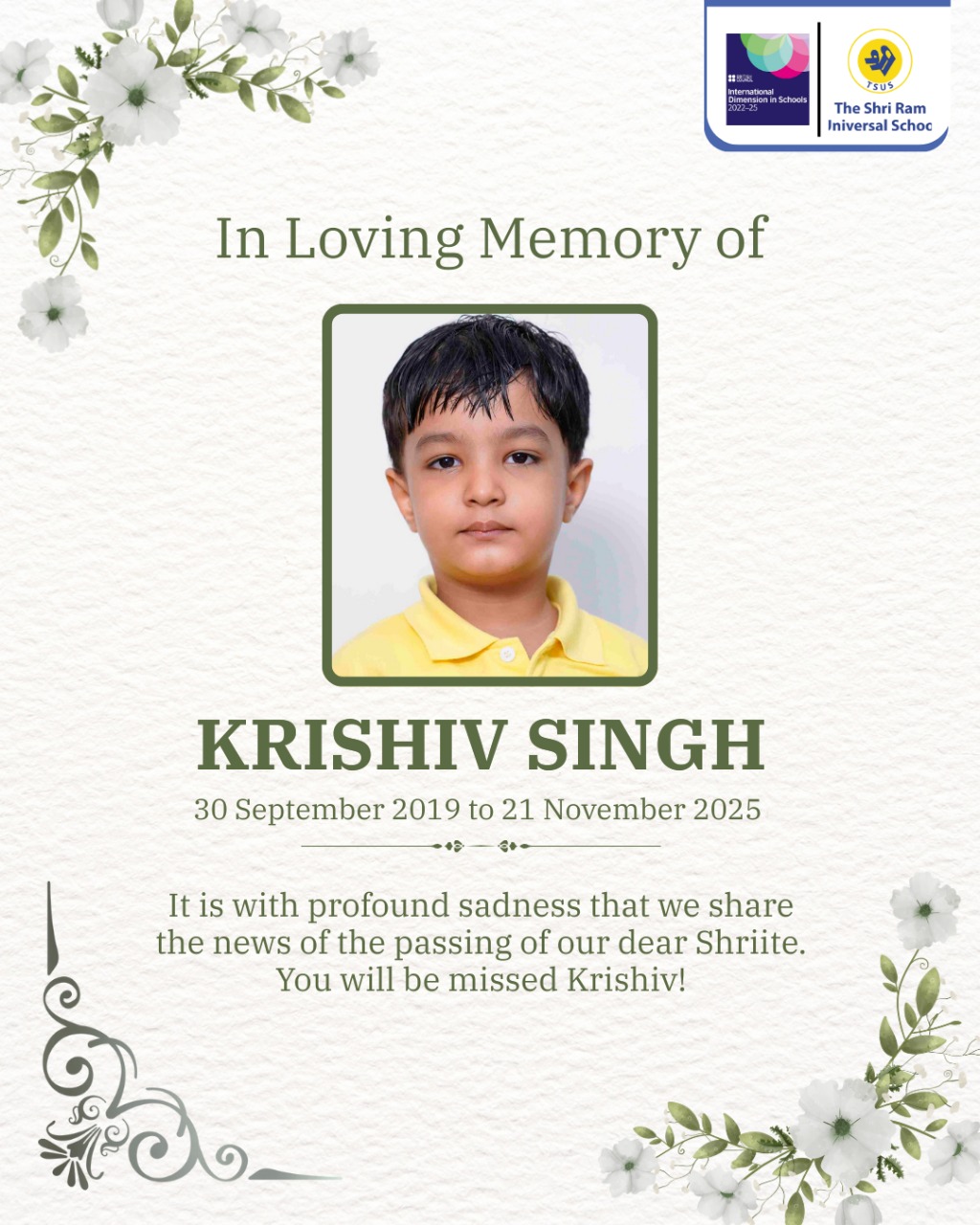 The Shri - It is with profound sadness that we announce the passing of ...