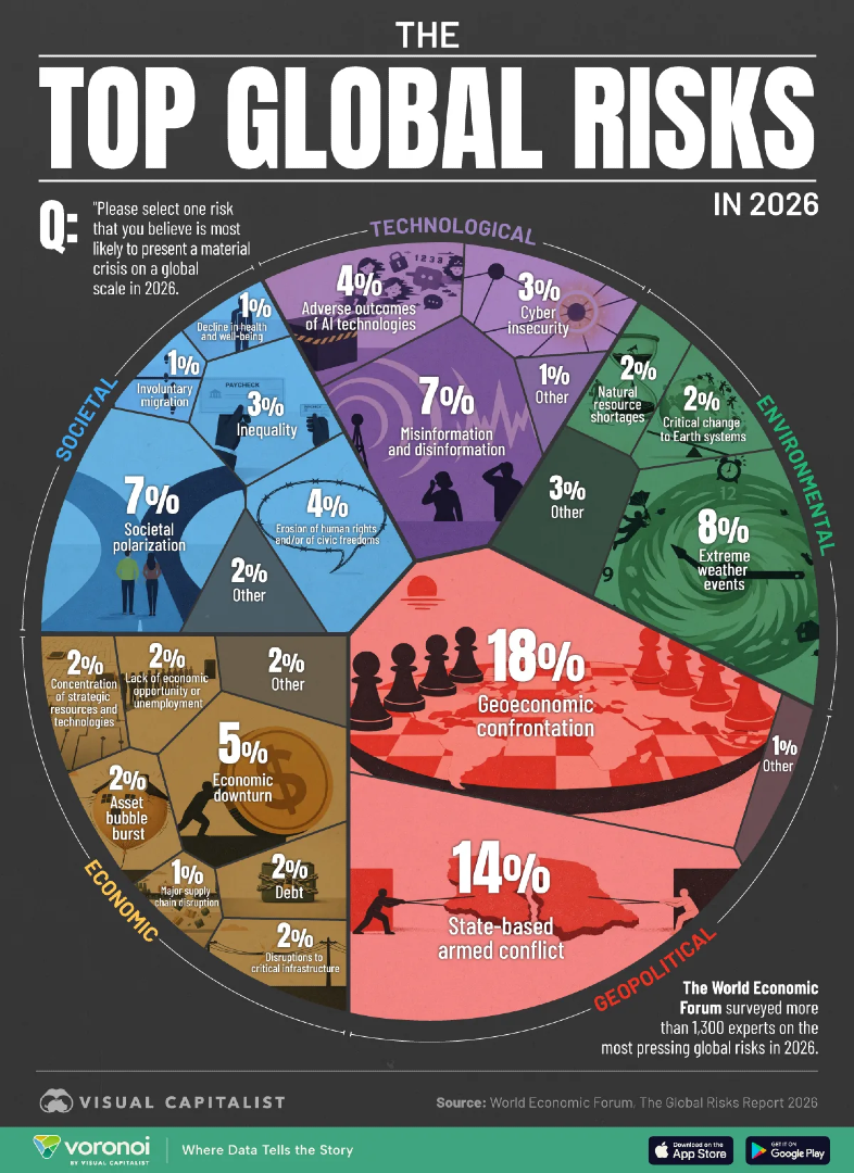 Visual - Ranked: The Biggest Risks Facing the World in 2026 ⚠️ https ...