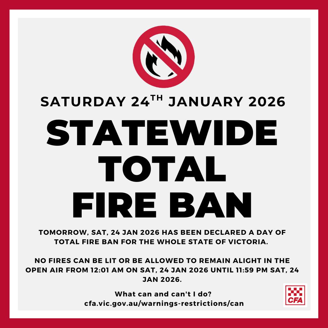 Lake - T O T A L F I R E B A N Tomorrow, Sat, 24 Jan 2026 has been ...