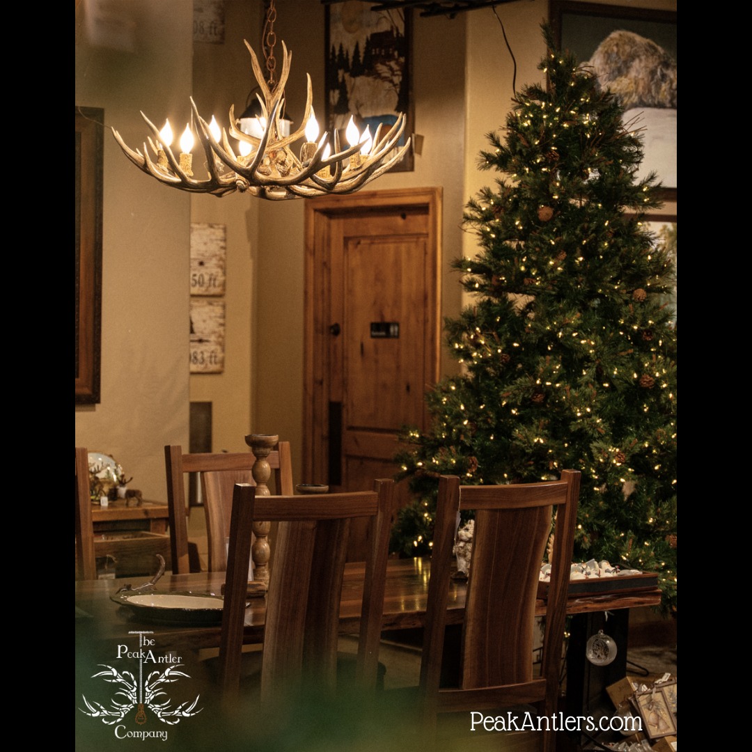 The Peak Antler Company - Customer Designed Ox Yoke Antler Chandelier ...