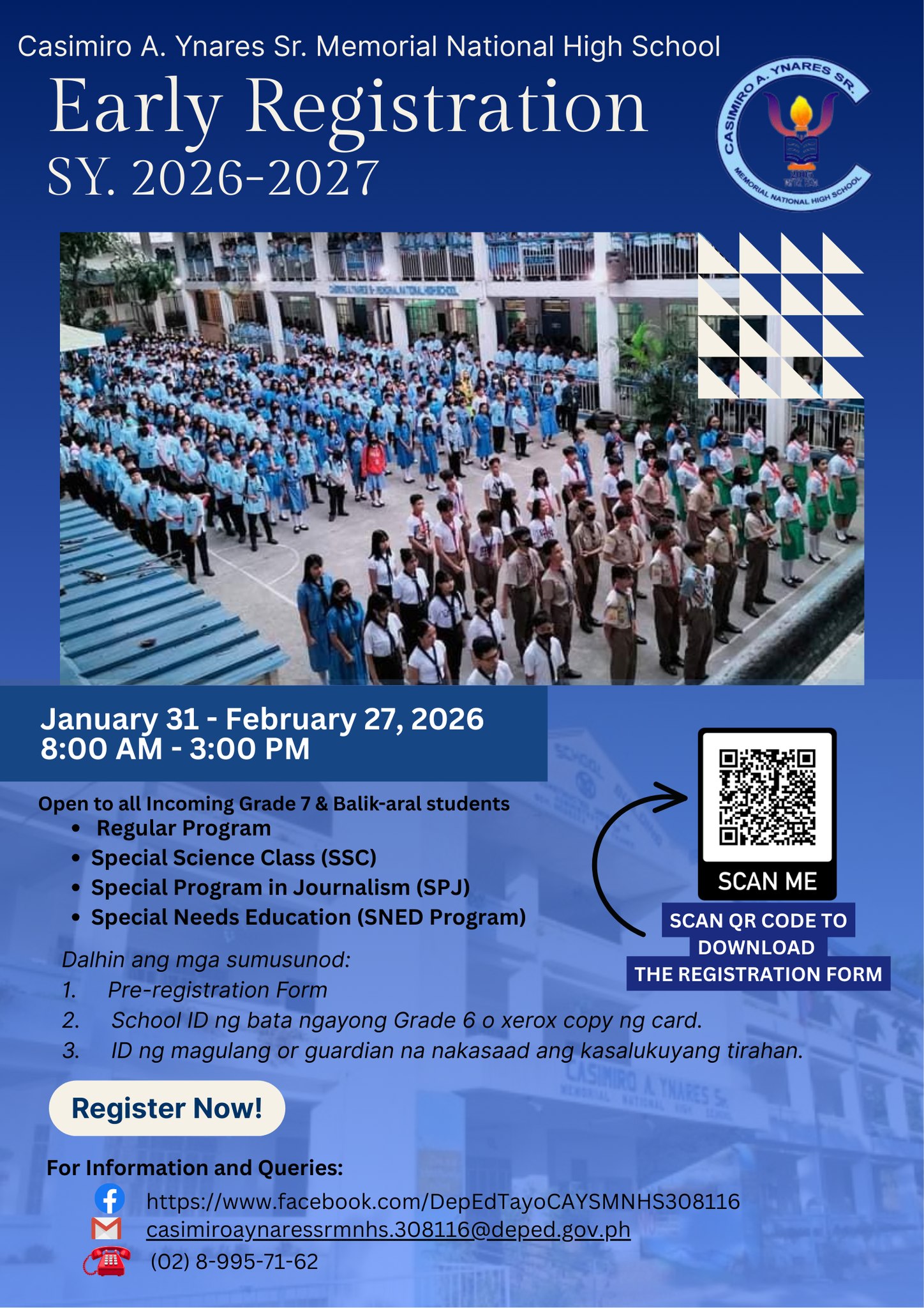 DepEd - EARLY REGISTRATION FOR SY 2026-2027 IS NOW OPEN! Bilang ...