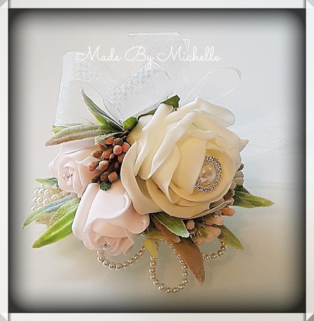 corsage to match rose gold dress Artificial wrist 🎀 Wedding Party Gowns