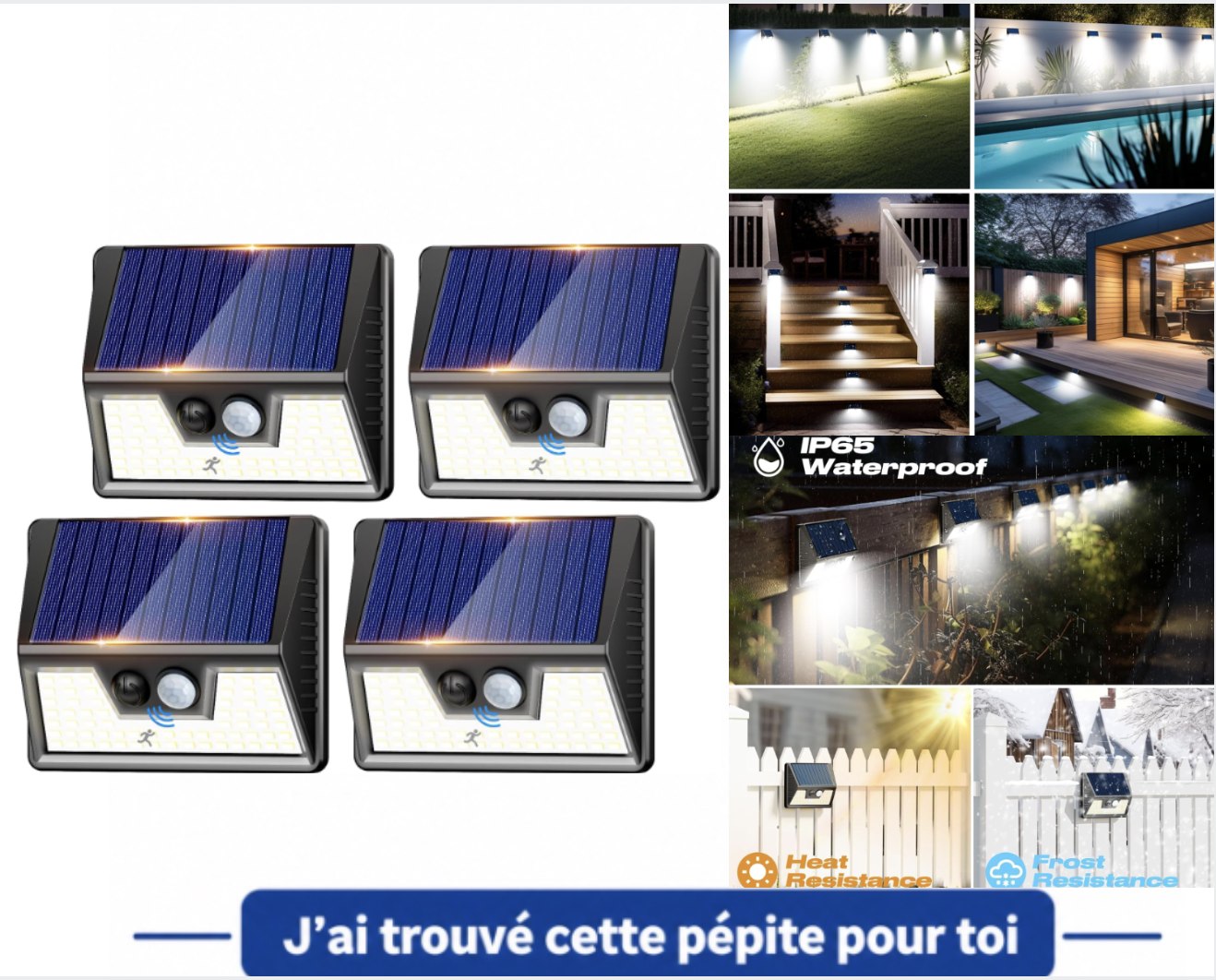 Lot De 2 Lampes Solaires Extérieur 202 LED Avec Détecteur Mouvement – 3 Modes IP65 KagoLing
