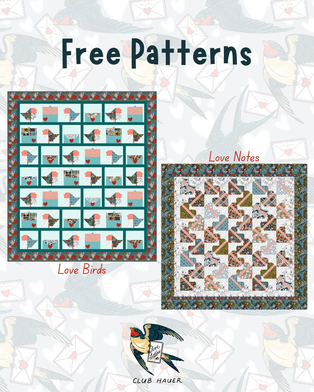 Along - 😍 Free Patterns! 😍 The Love Birds and Love Notes Quilt Patterns ...