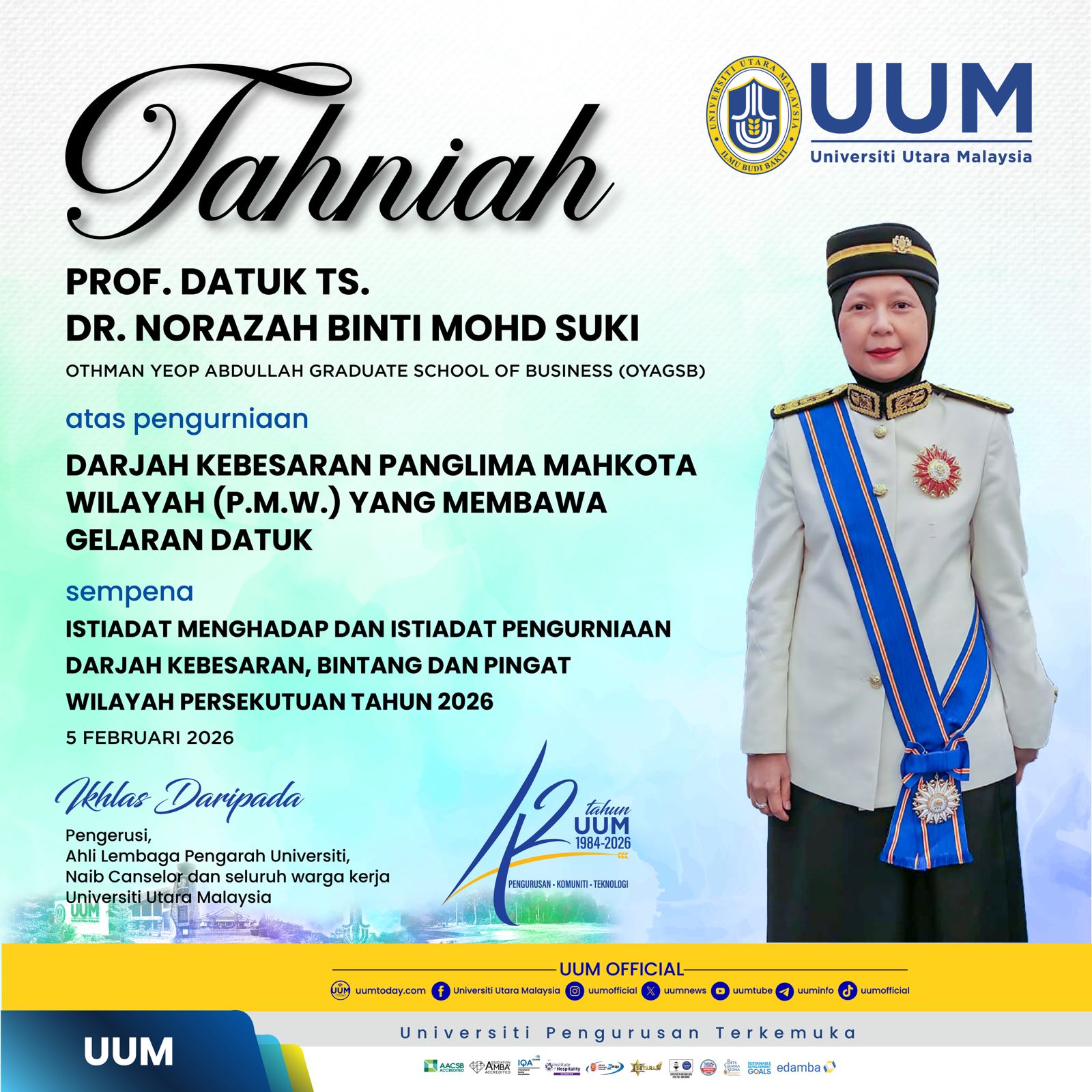 TAHNIAH ATAS... - Universiti Utara Malaysia (Official FB) | Facebook