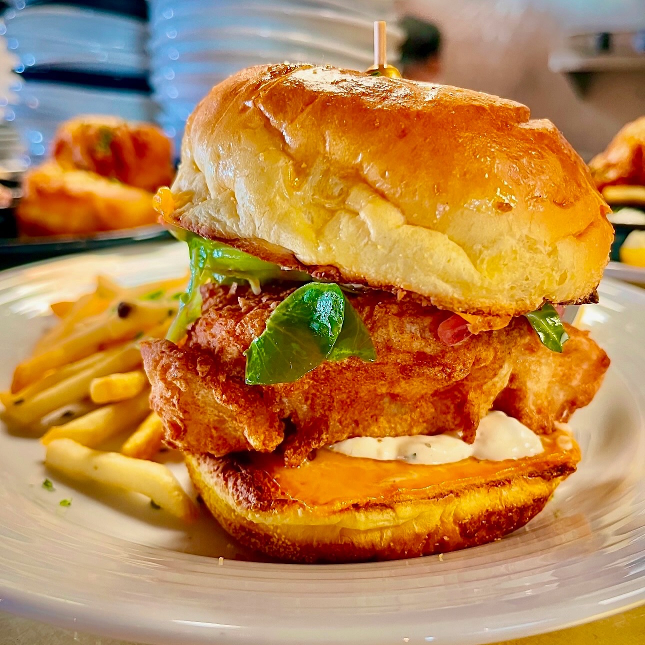 OFF - 🐟 Golden + crispy Icelandic cod, melted aged cheddar, citrus slaw ...