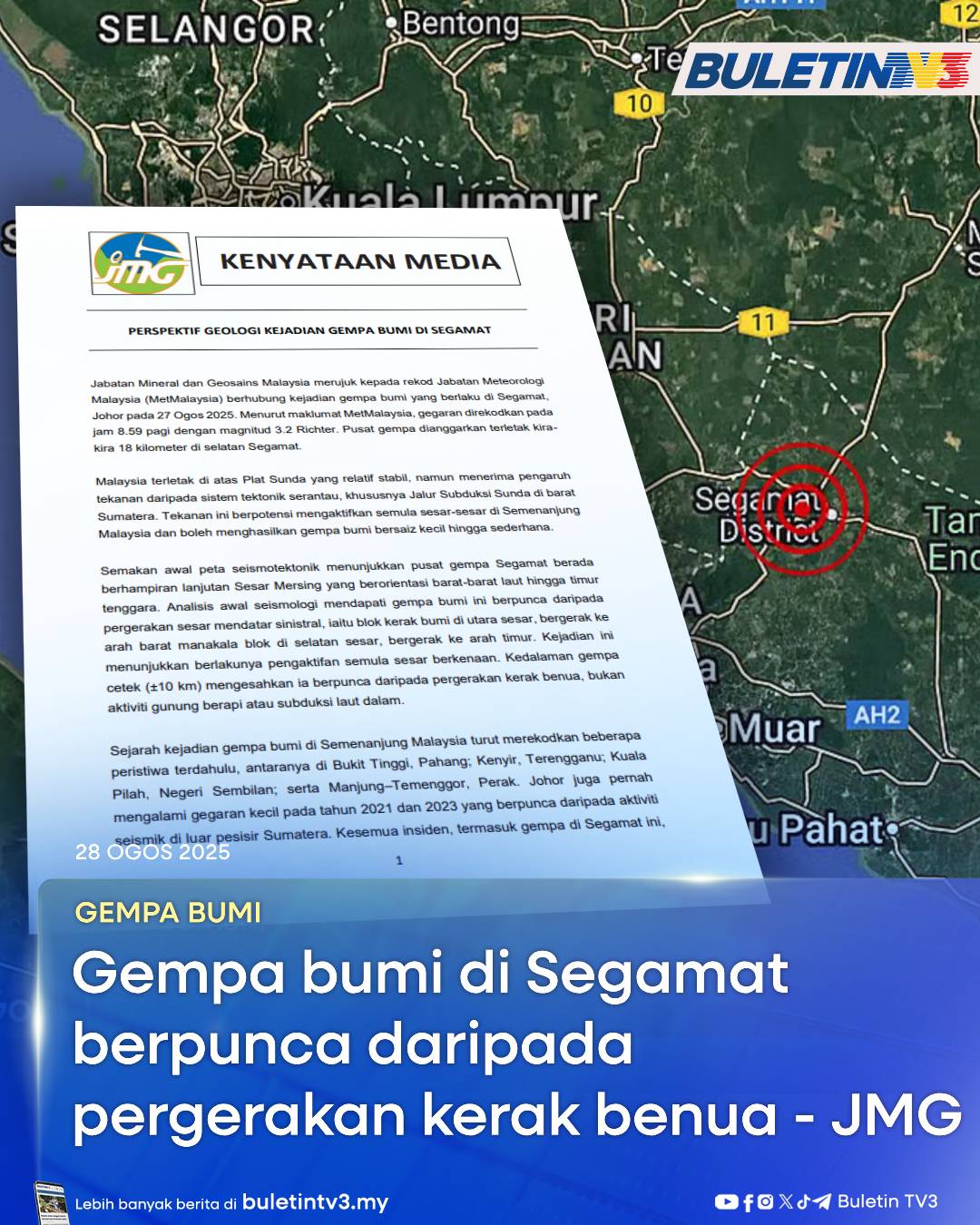 Buletin - GEMPA BUMI | Gempa bumi lemah berukuran 3.2 magnitud yang ...