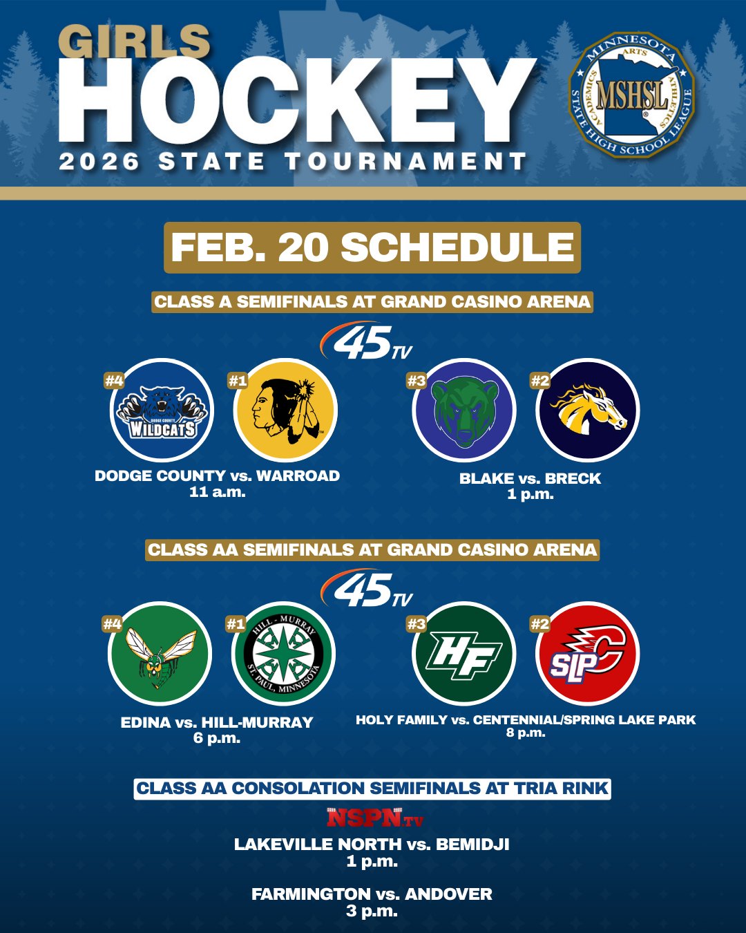 MSHSL - Semifinals today in the Girls Hockey State Tournament! 🎟️ ...