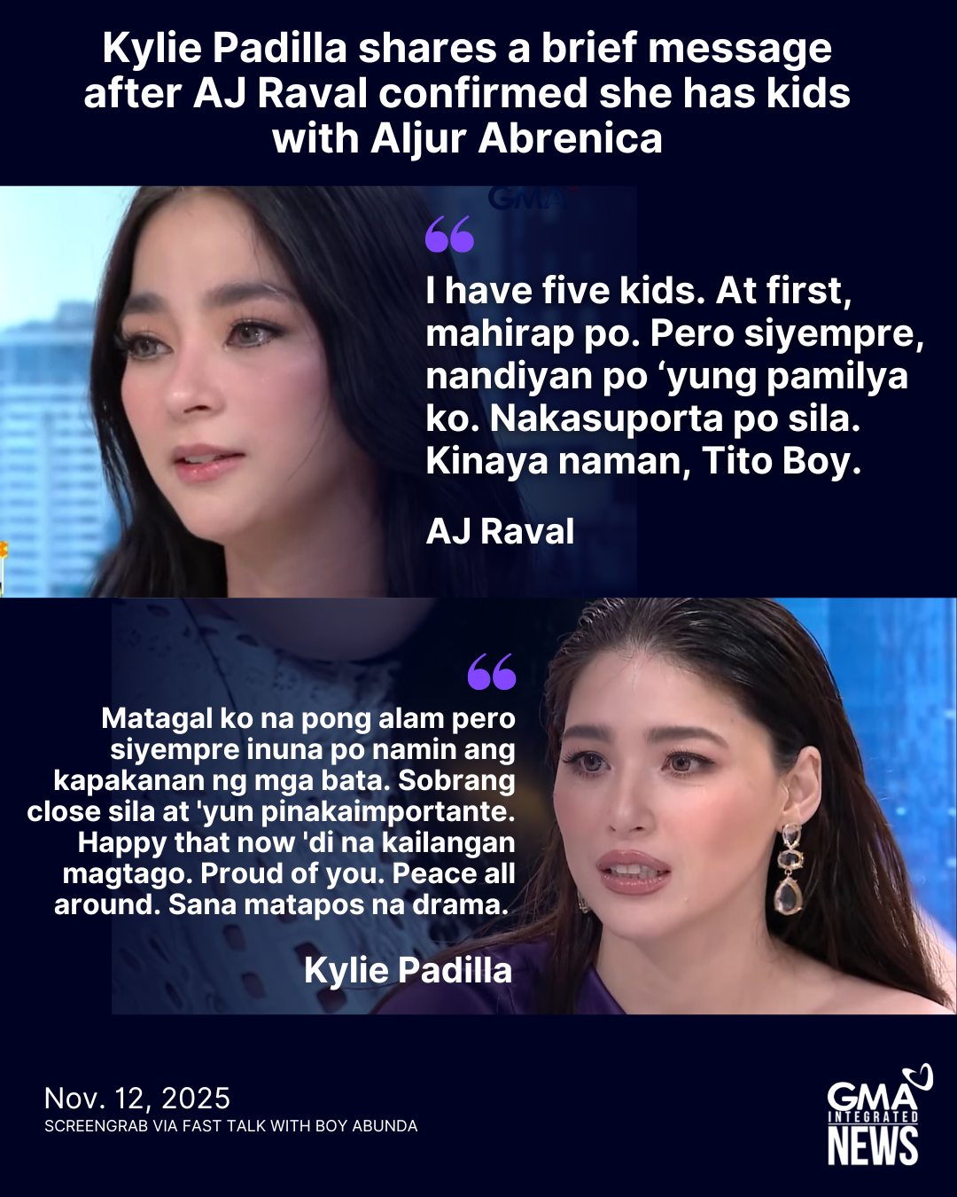 GMA - Kylie Padilla shared a brief message on social media after AJ ...