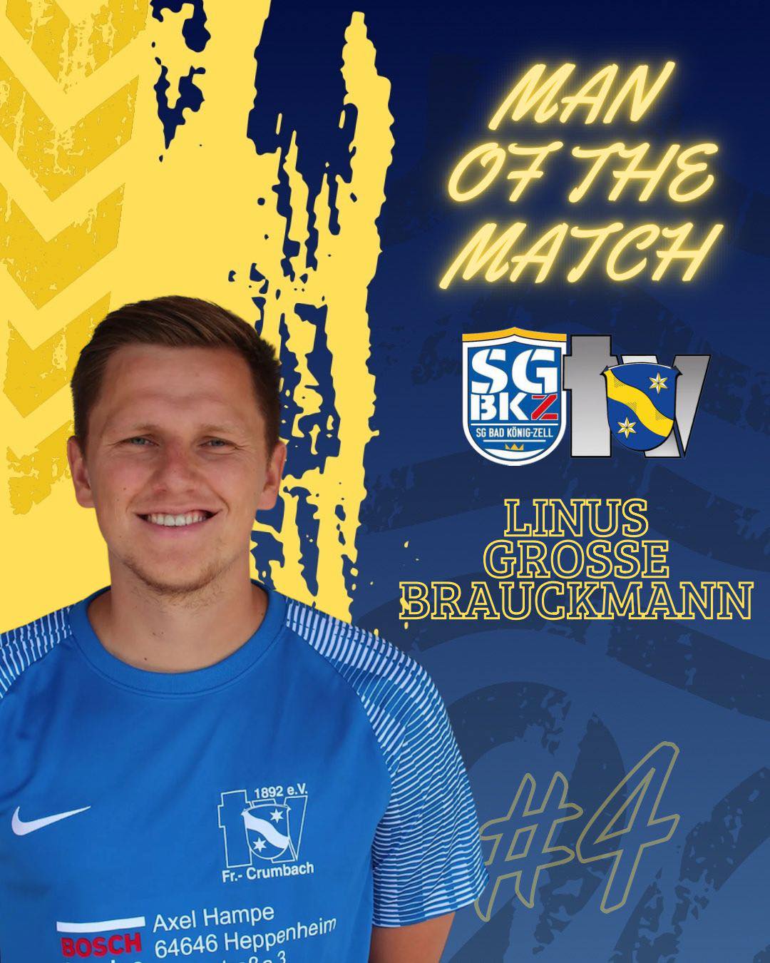 TV - Man of the Match beim 4:2-Auswärtssieg gegen die SG Bad König/Zell ...