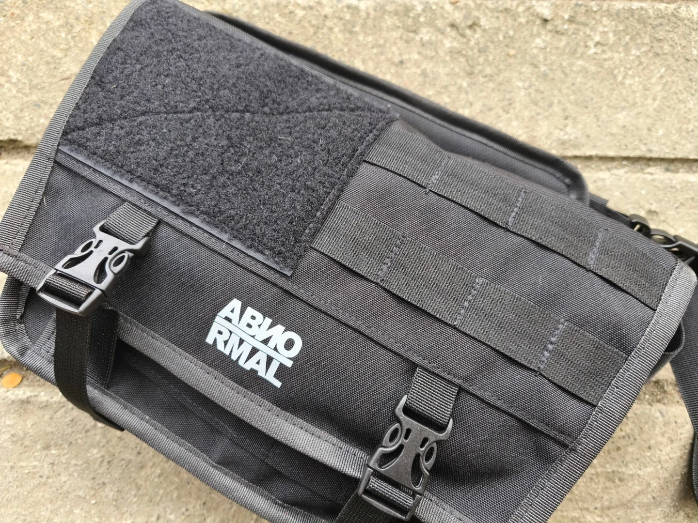 Custom Broke mini messenger bag in black 900d cordura with velcro 