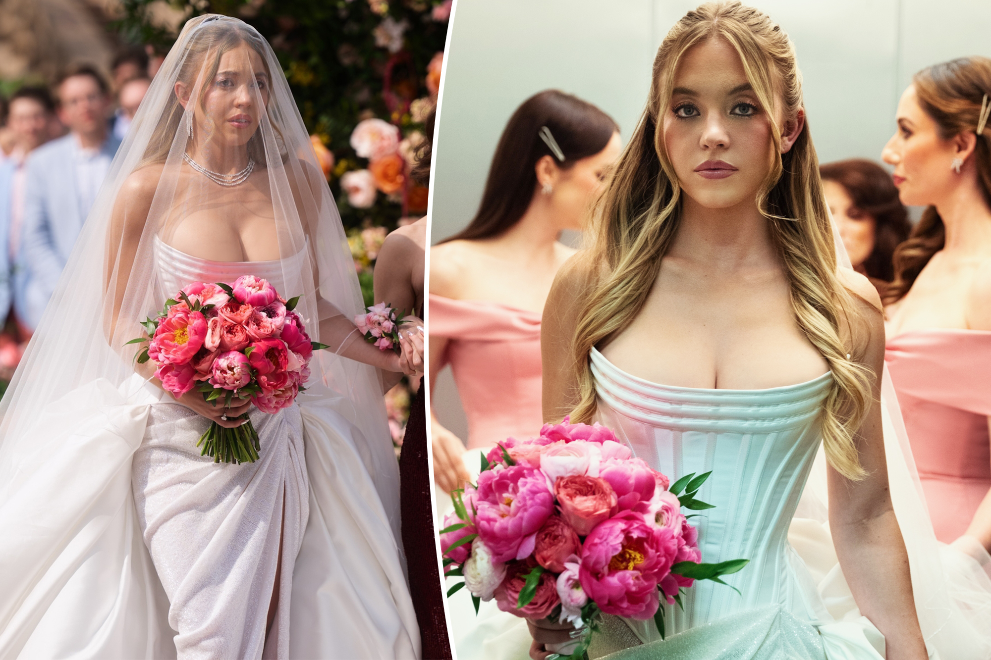 sydney sweeney bridesmaid dress Sweeney's 'Euphoria' wedding is fit for a 'bridezilla' bohemain navy blue dress for Size:32