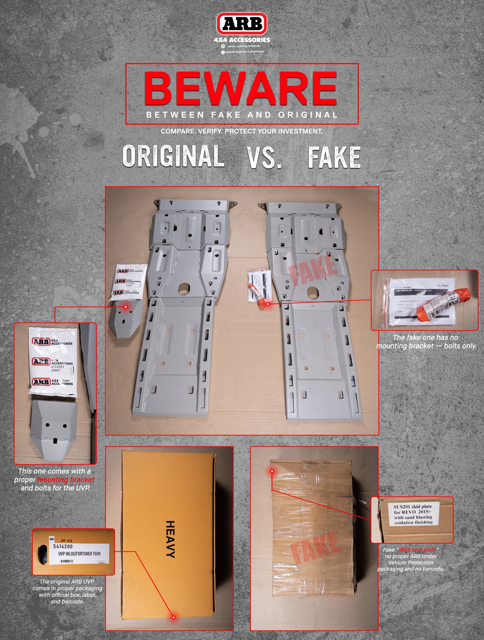 Gears - ‼️BEWARE: Original vs Fake ⚠️‼️ The genuine ARB Under Vehicle ...