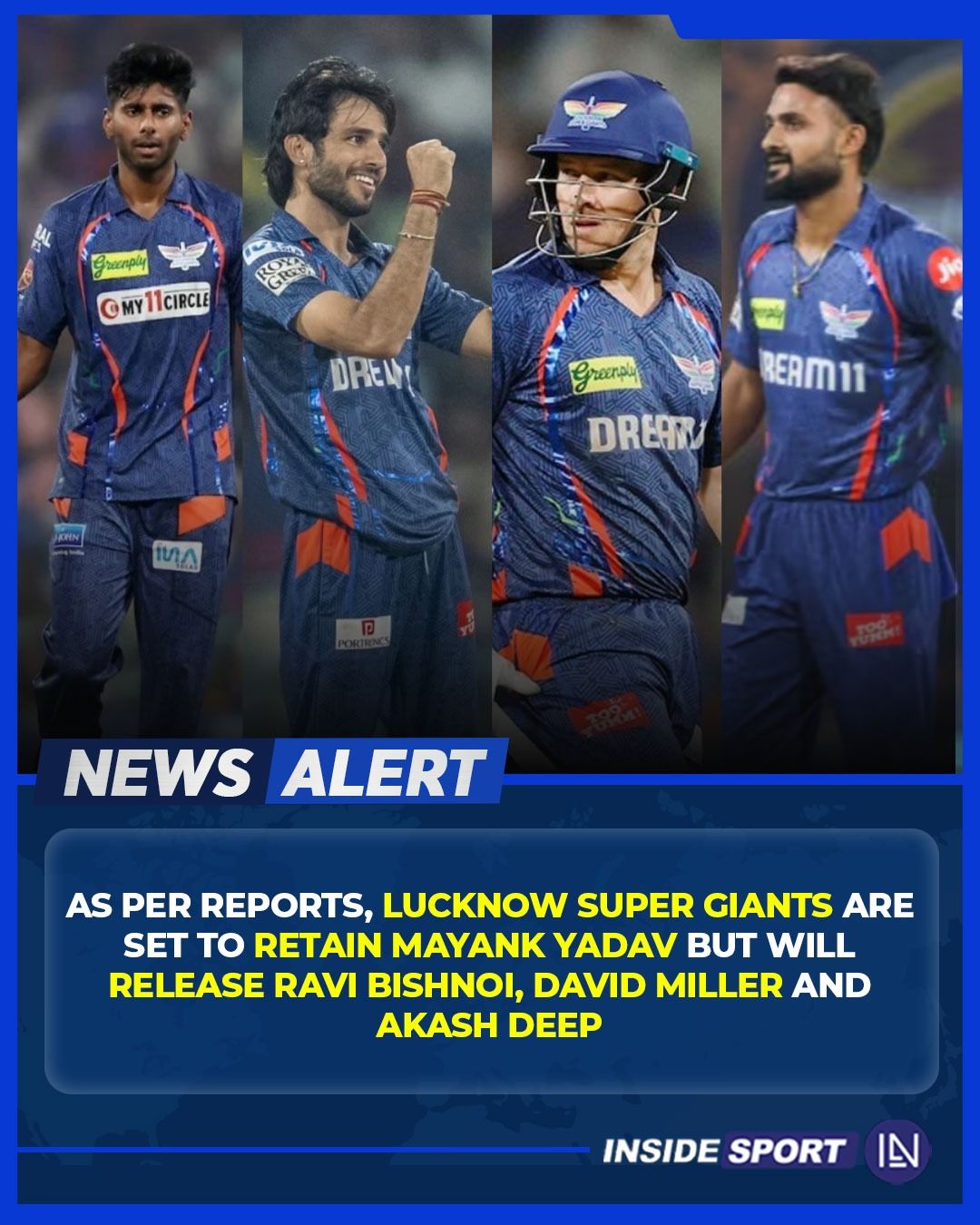 InsideSport - LSG are set to retain fast bowler Mayank... | Facebook