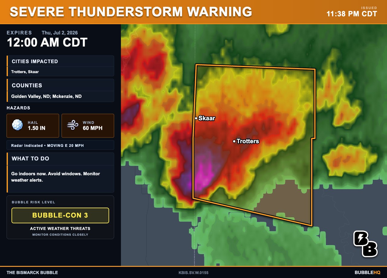 Another warning has been issued for central Divide County as