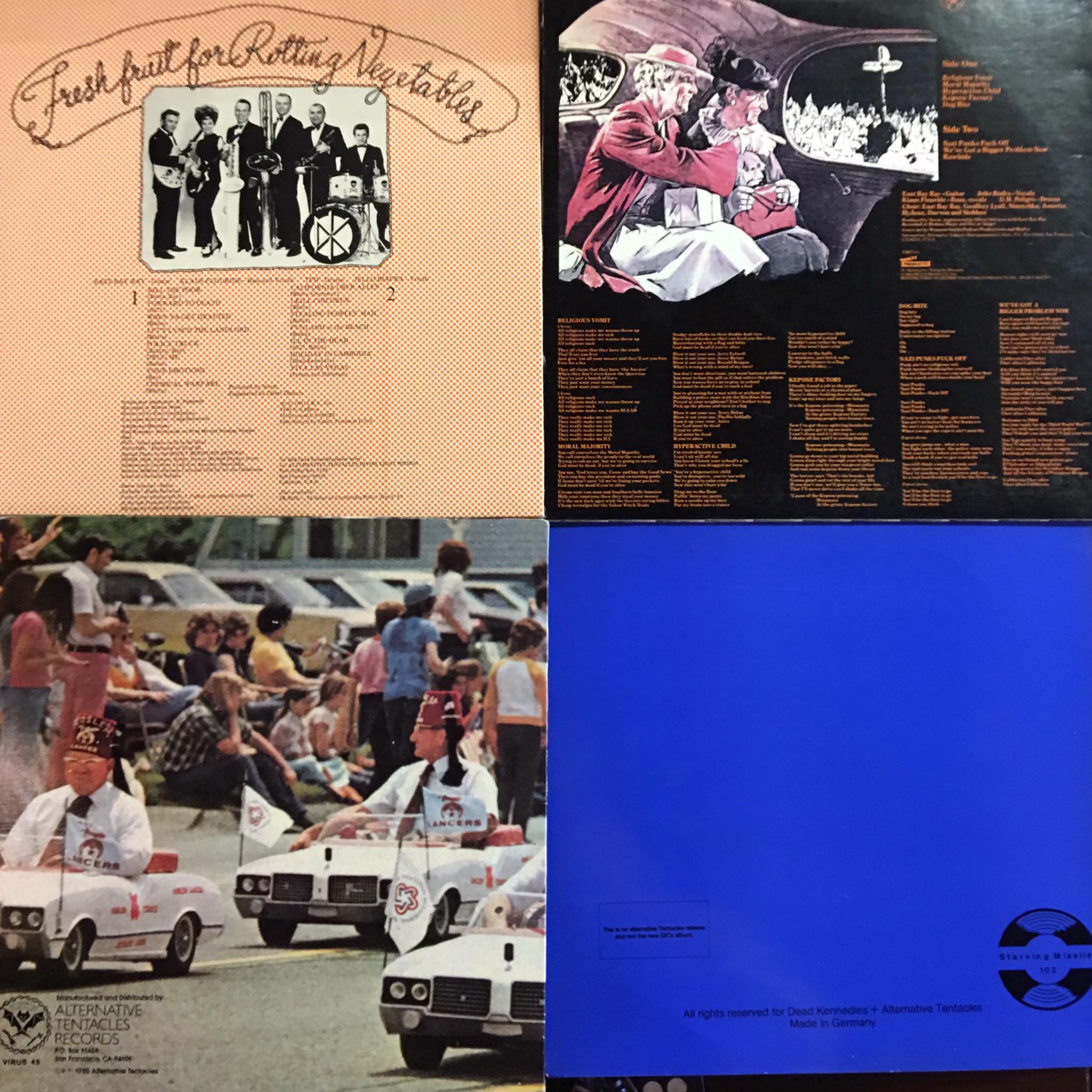 Original Dead Kennedys LPs. Fresh Fruit with unauthorized orange