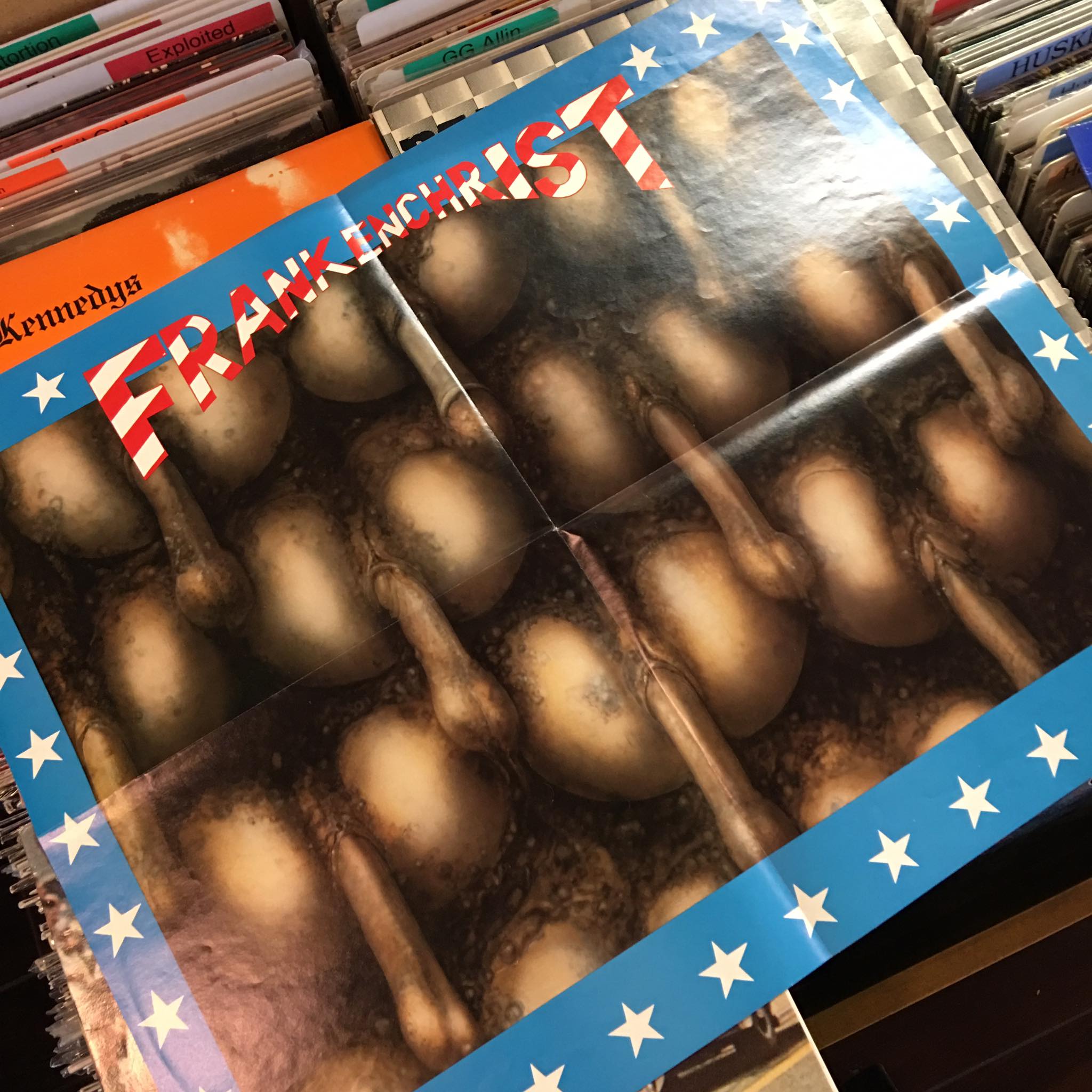 Original Dead Kennedys LPs. Fresh Fruit with unauthorized orange