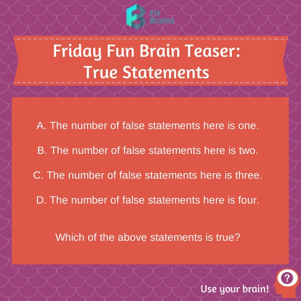 Puzzles, - If only one statement is true then which is that? #fridayfun ...