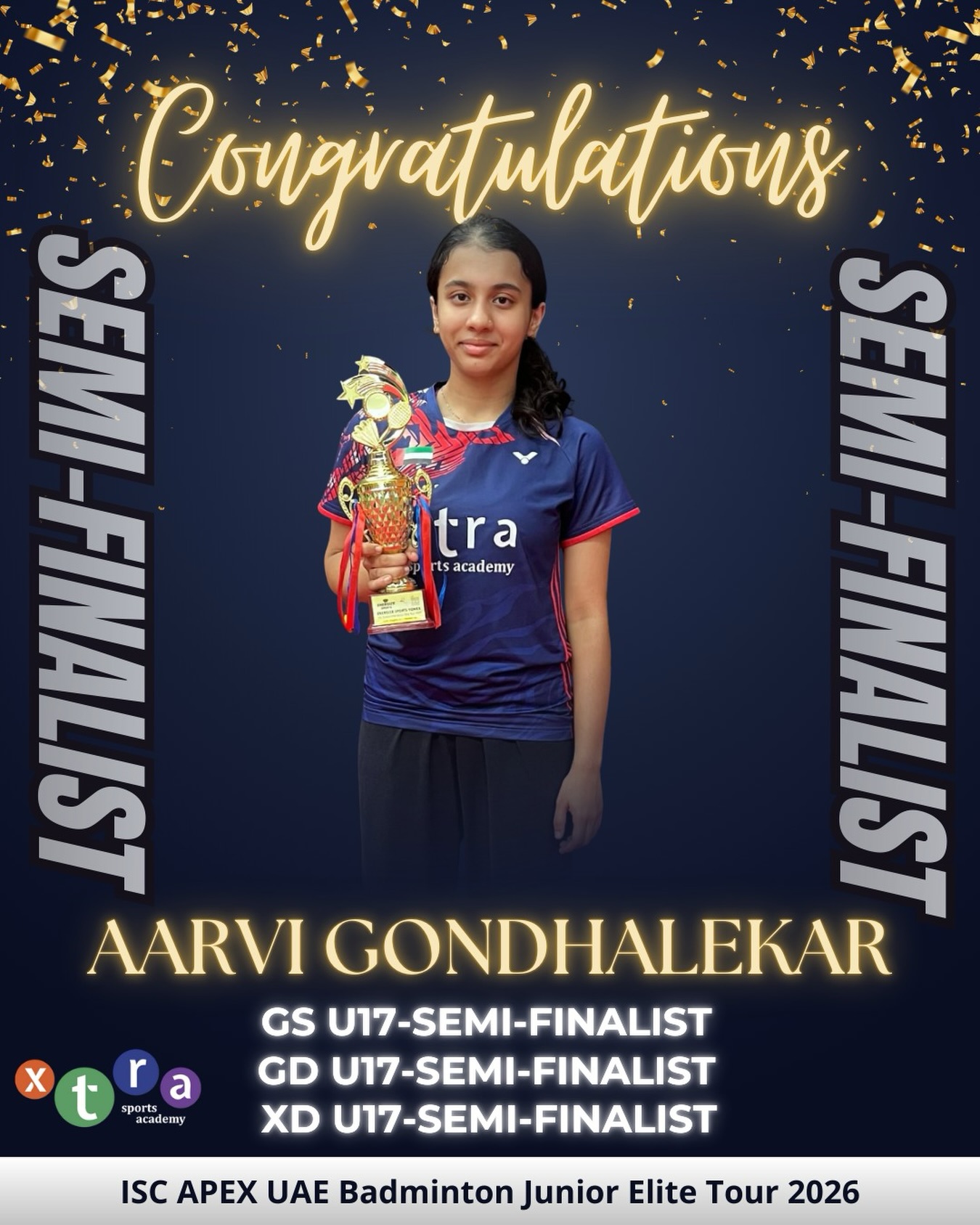 Xtra - A triple threat on the court! 🏸 Huge congratulations to Aarvi ...