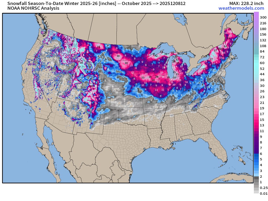 My - ️☃️ ️Here's the snowfall so far this season through 7 AM today ...