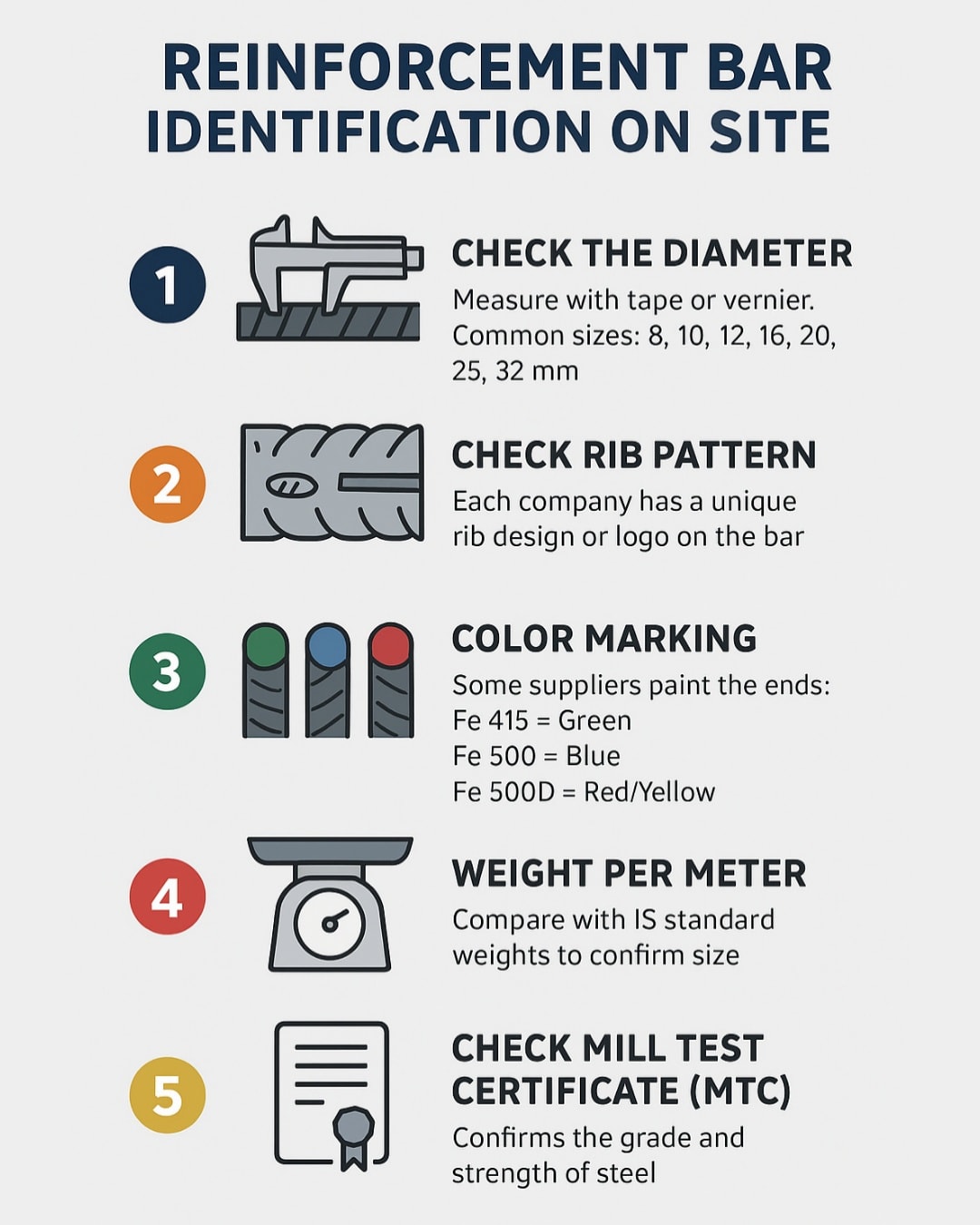 नवगृह - Quick guide to identify reinforcement bars on site! Checking ...