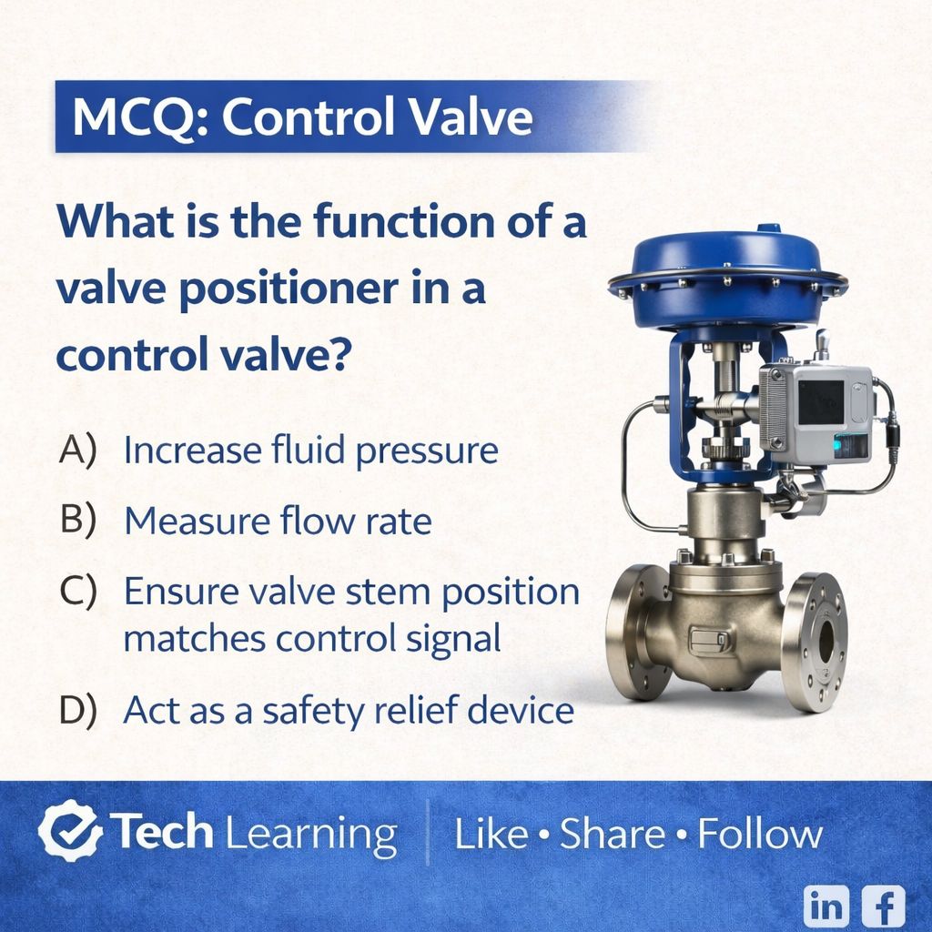 Tech - Control Valve MCQ 👇 Daily Instrumentation MCQ #ControlValve # ...