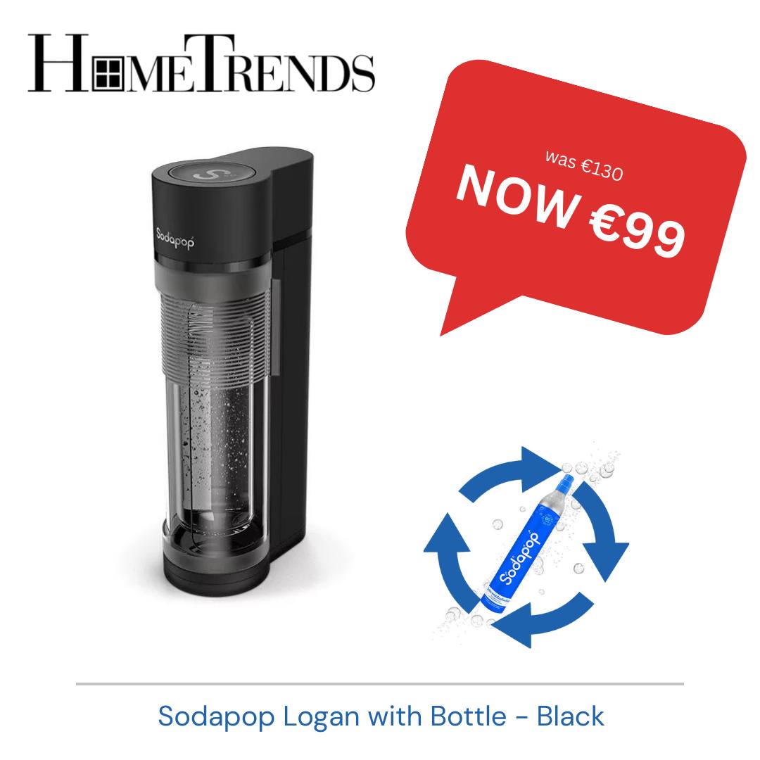 🥤✨ NOW ONLY €99 – Sodapop Logan Black! ✨🥤 Make your own sparkling drinks at home with the stylish Sodapop Logan in Black! 💥 Was €130 – NOW ONLY €99! 💥 Enjoy