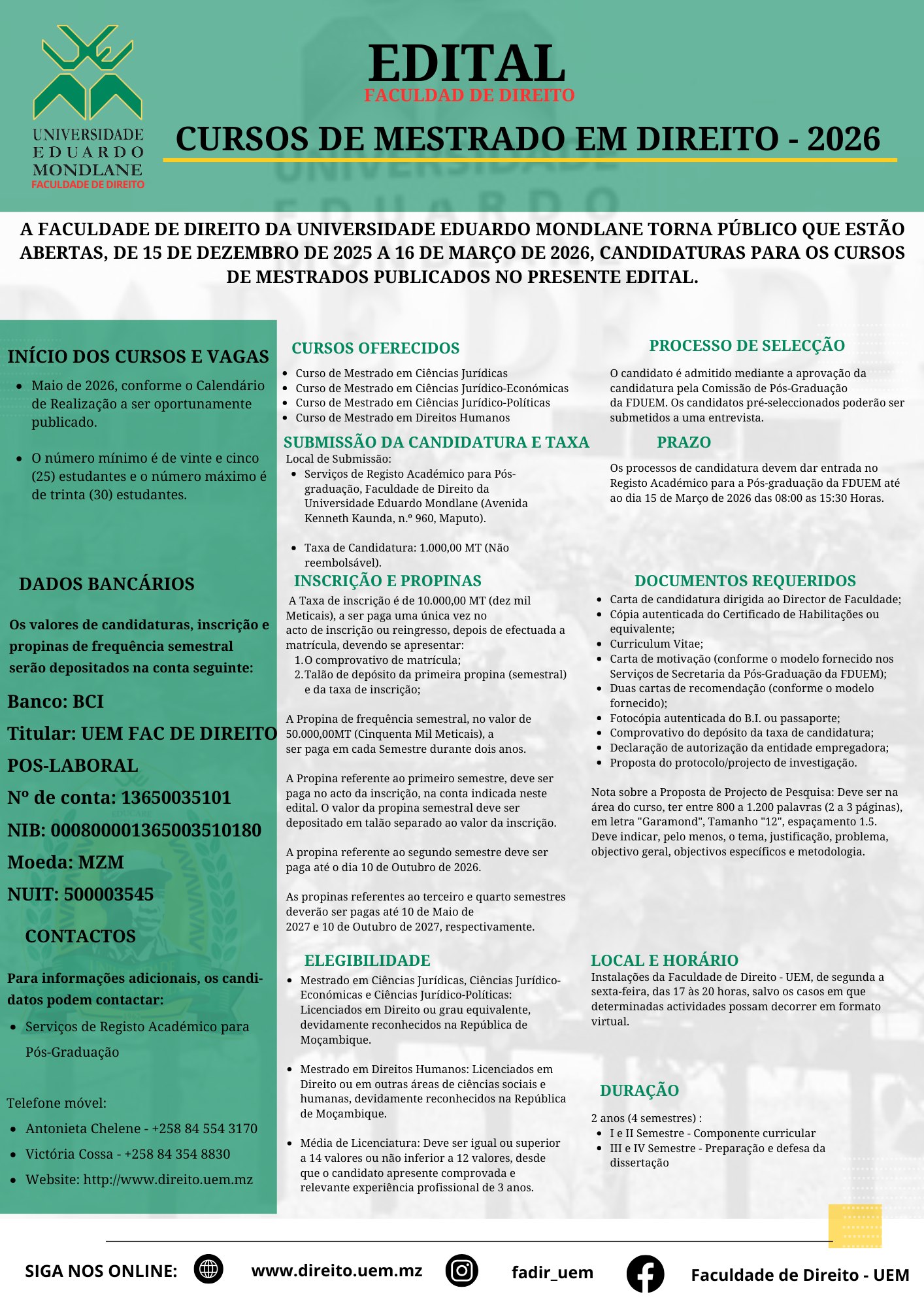 Universidade - MESTRADOS EM DIREITO 2026 ⚖️🎓 A Faculdade de Direito da ...