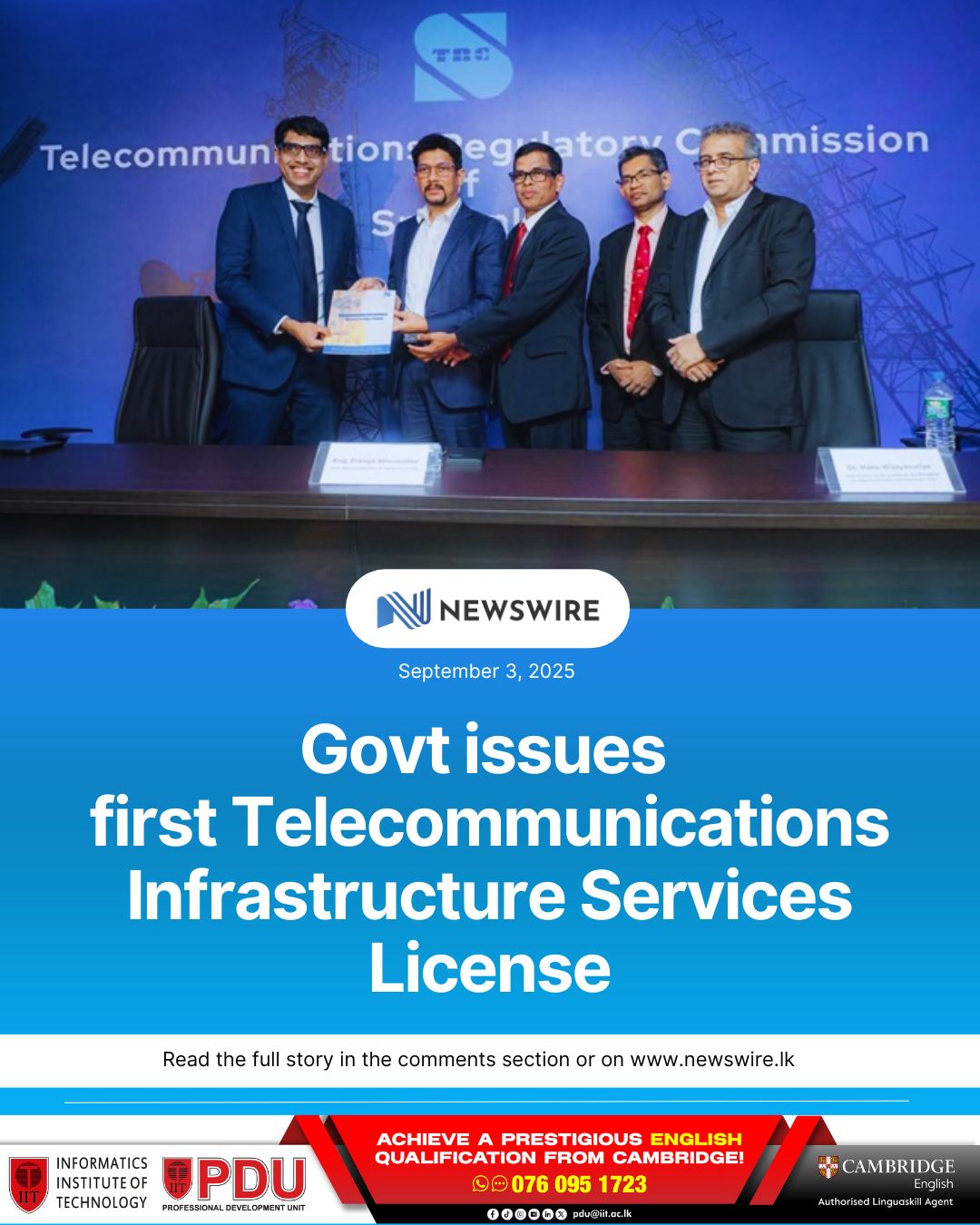 Newswire - Sri Lanka’s first Telecommunications Infrastructure Services ...