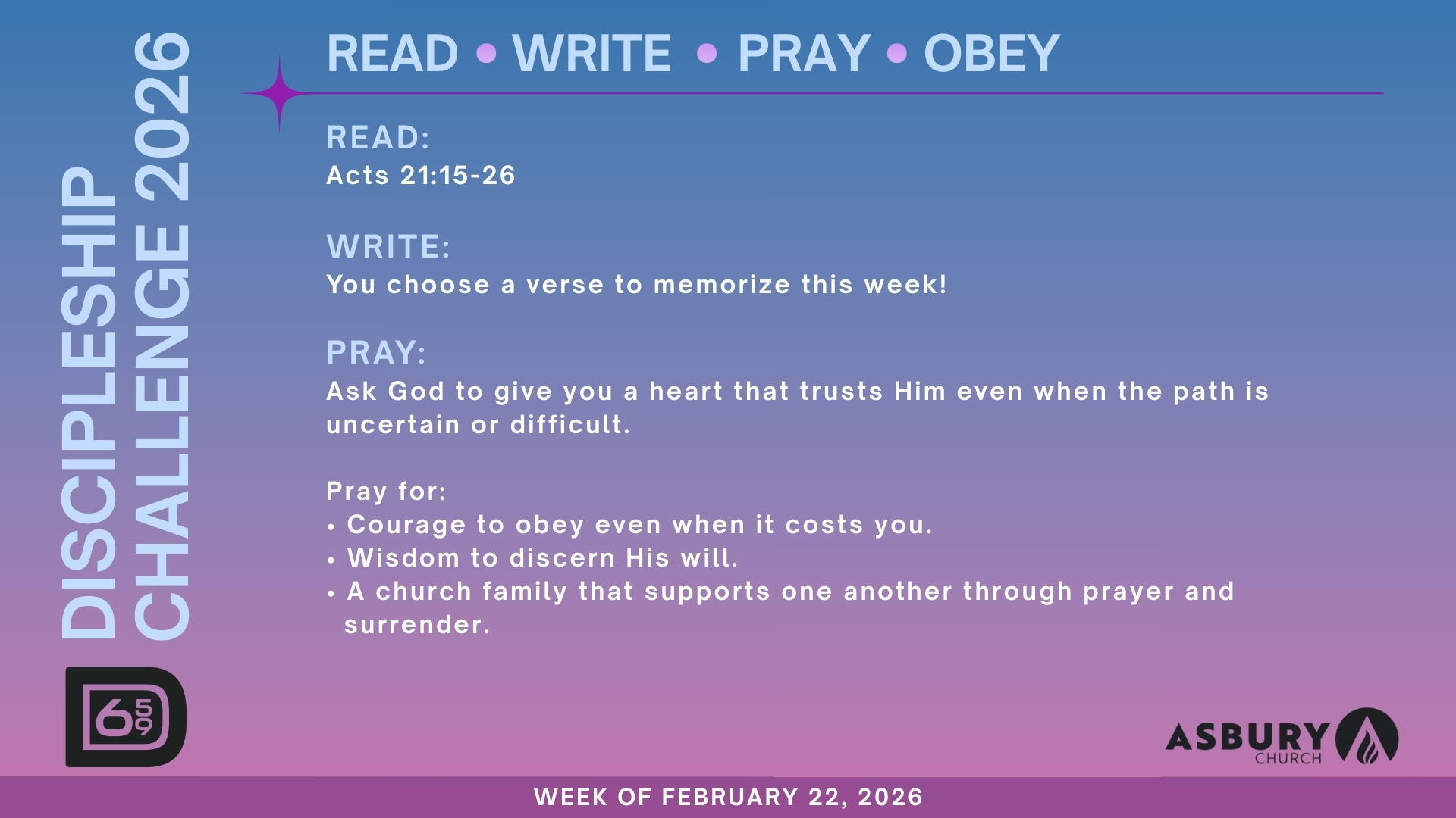 Asbury Church - Here is our 2026 Discipleship Challenge!... | Facebook